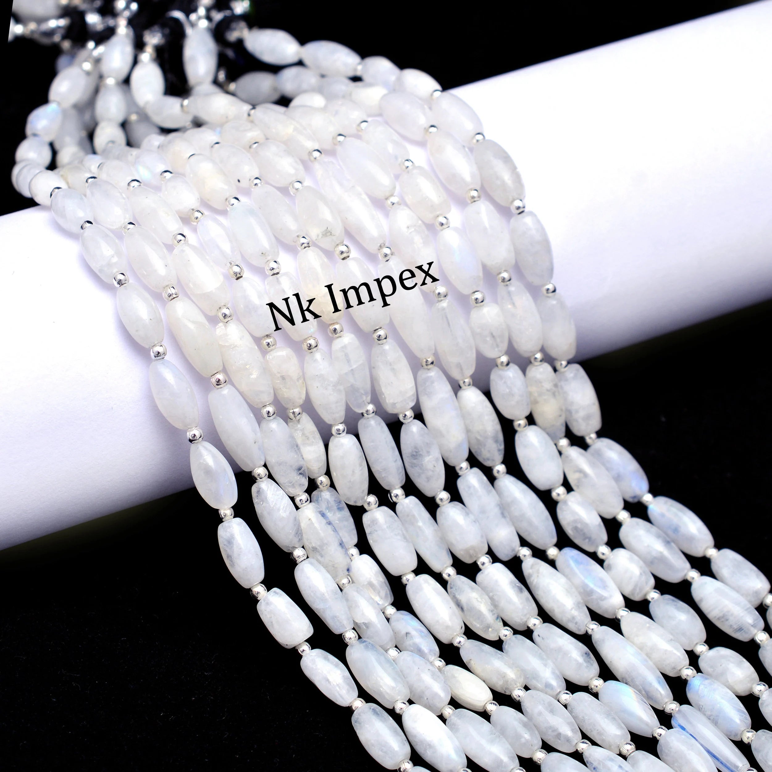 Rainbow Moonstone Smooth Oval Beads, White Rainbow Moonstone Oval, Moonstone Jewelry Making Gemstone Oval Beads, 8 Inch Strand