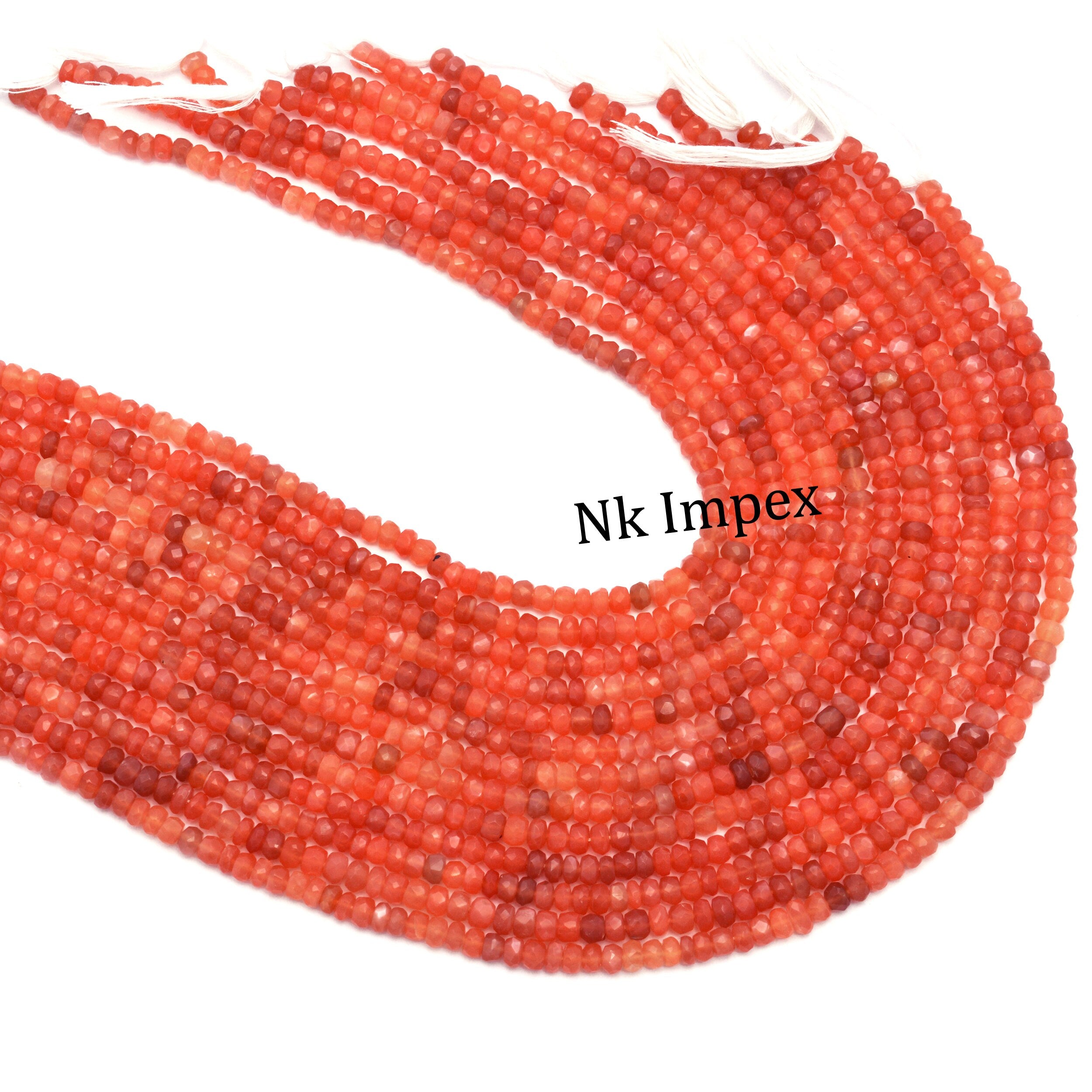 Peach Moonstone Faceted Rondelle Beads, 5 To 6 mm, 15 Inch AA Quality Moonstone Gemstone, Genuine Beads Supplier, (SKU1321)