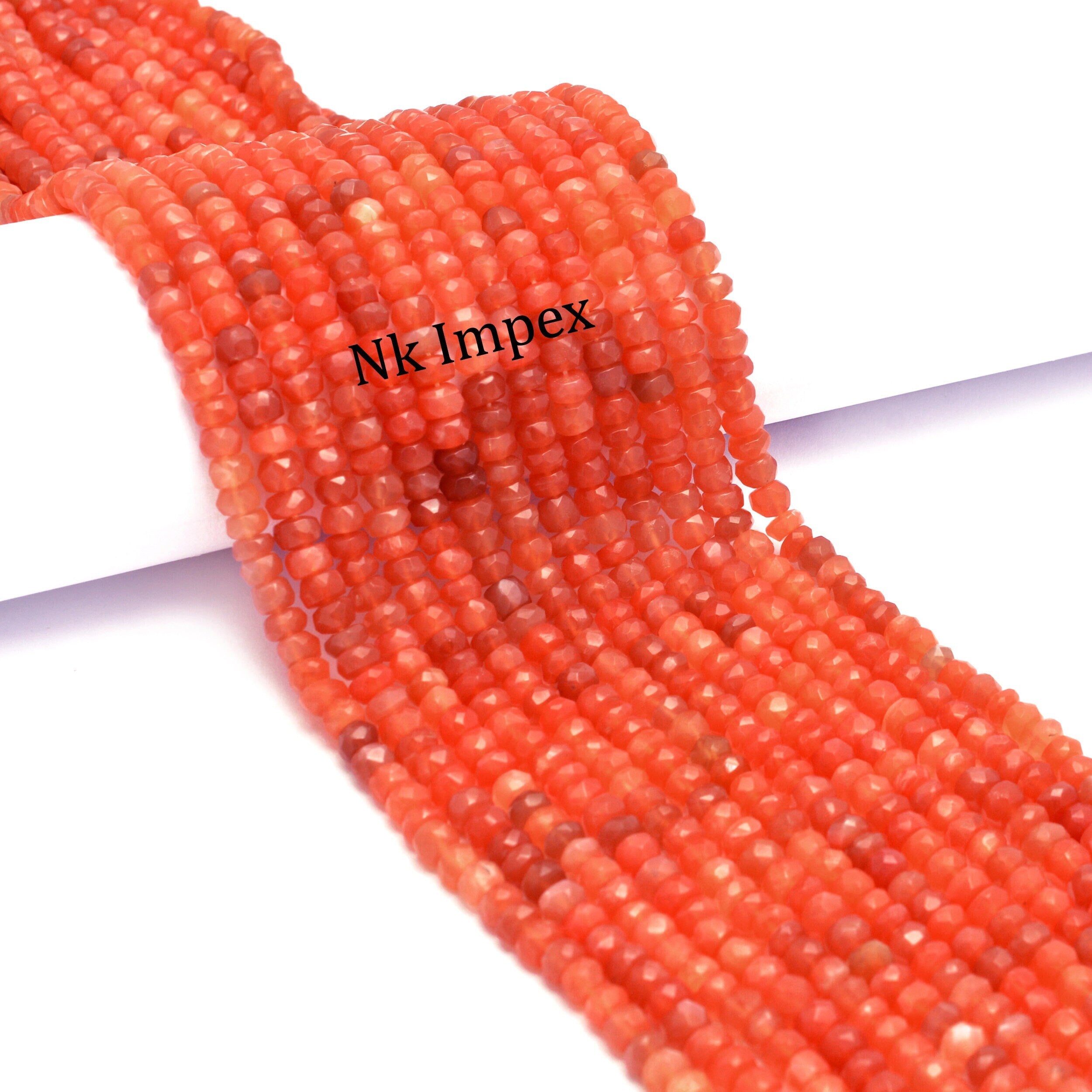 Peach Moonstone Faceted Rondelle Beads, 5 To 6 mm, 15 Inch AA Quality Moonstone Gemstone, Genuine Beads Supplier, (SKU1321)