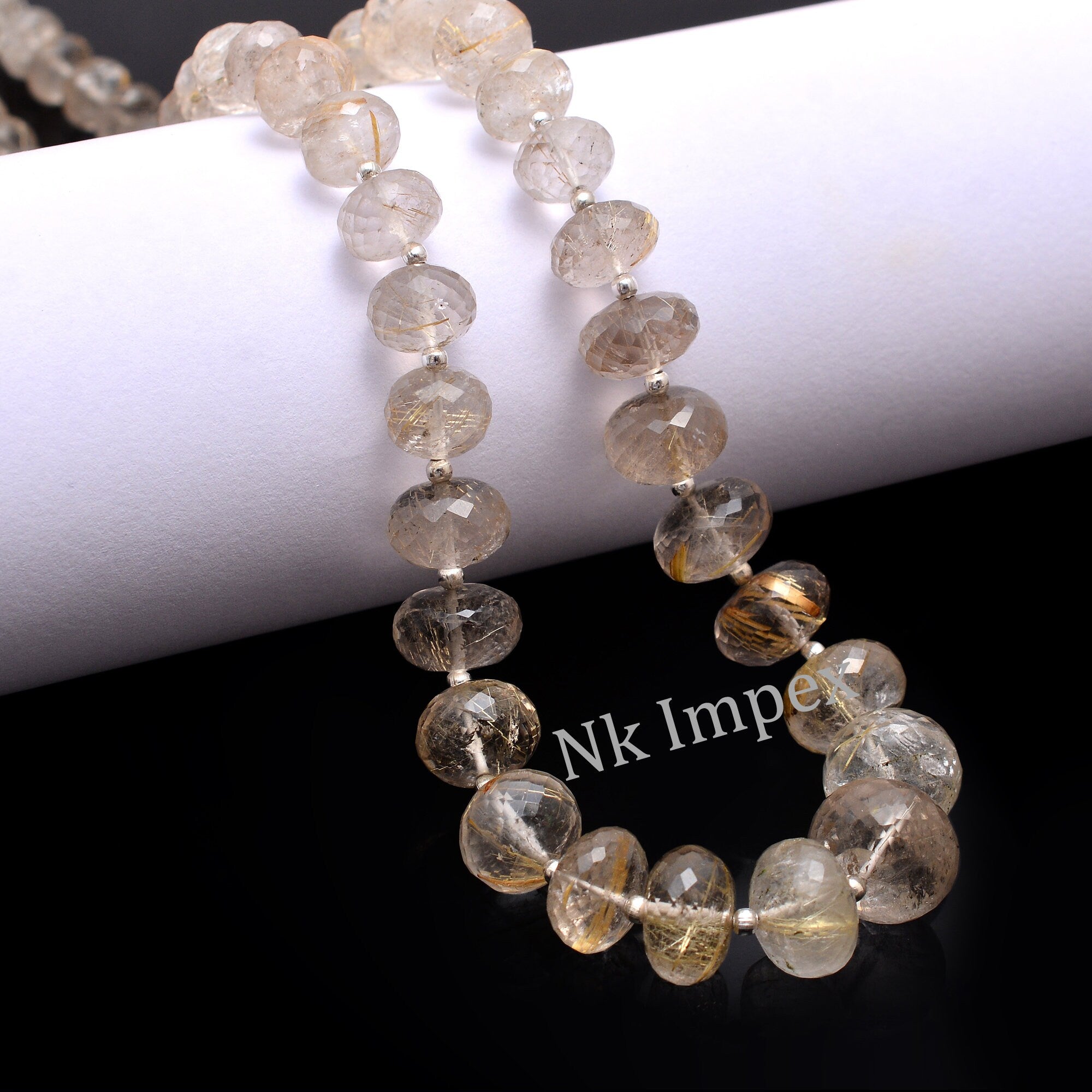 Natural Golden Rutile Faceted Rondelle Beads, 7 mm To 13 mm, Golden Rutile Beads, Golden Rutile Jewelry Making Gemstone Beads