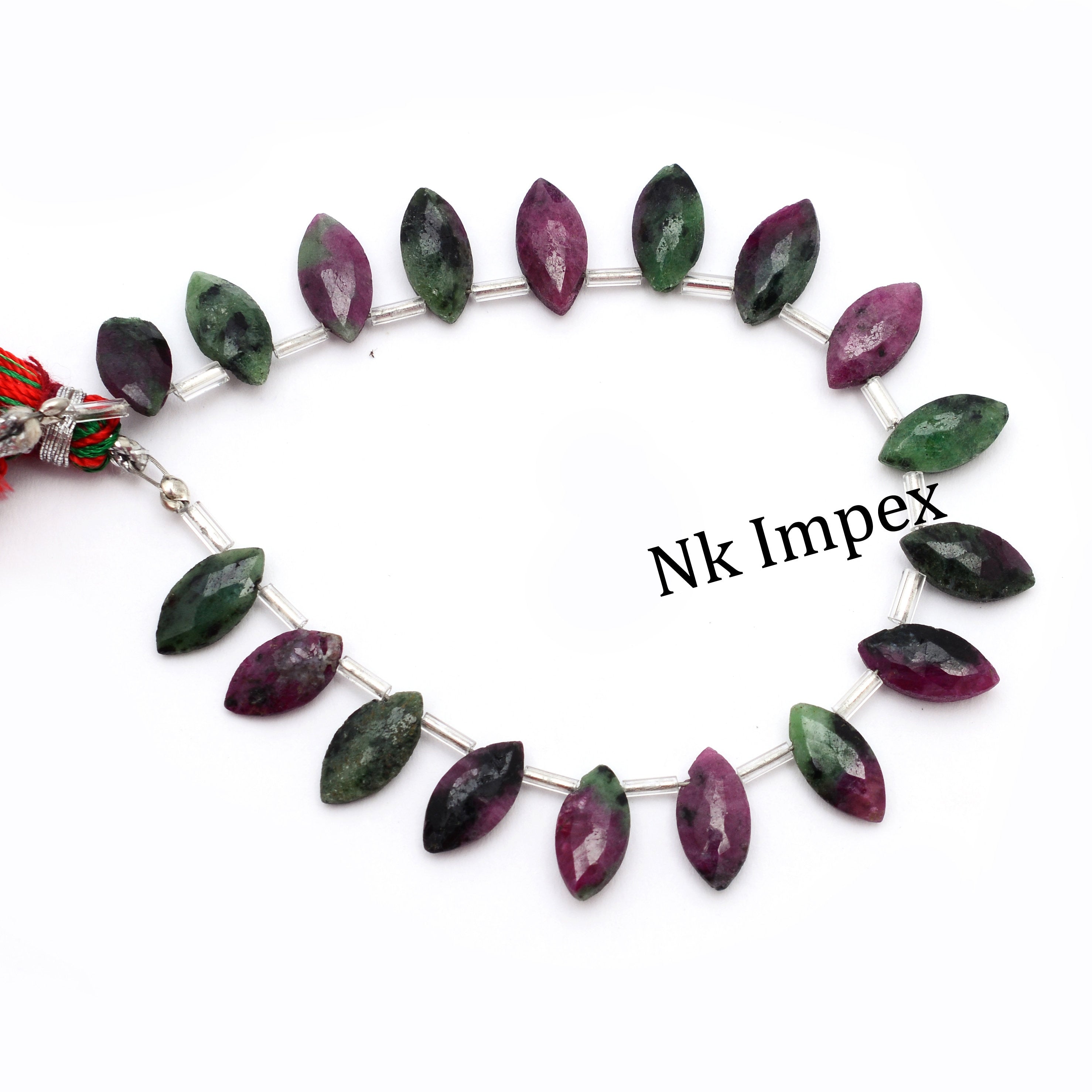 Ruby Zoisite Beads, Marquise Faceted Beads, 5x9 mm To 6x12 mm Beads, 7" Strand, Green Ruby Zoisite Beads, Wholesale Gemstone Beads (SKU1355)