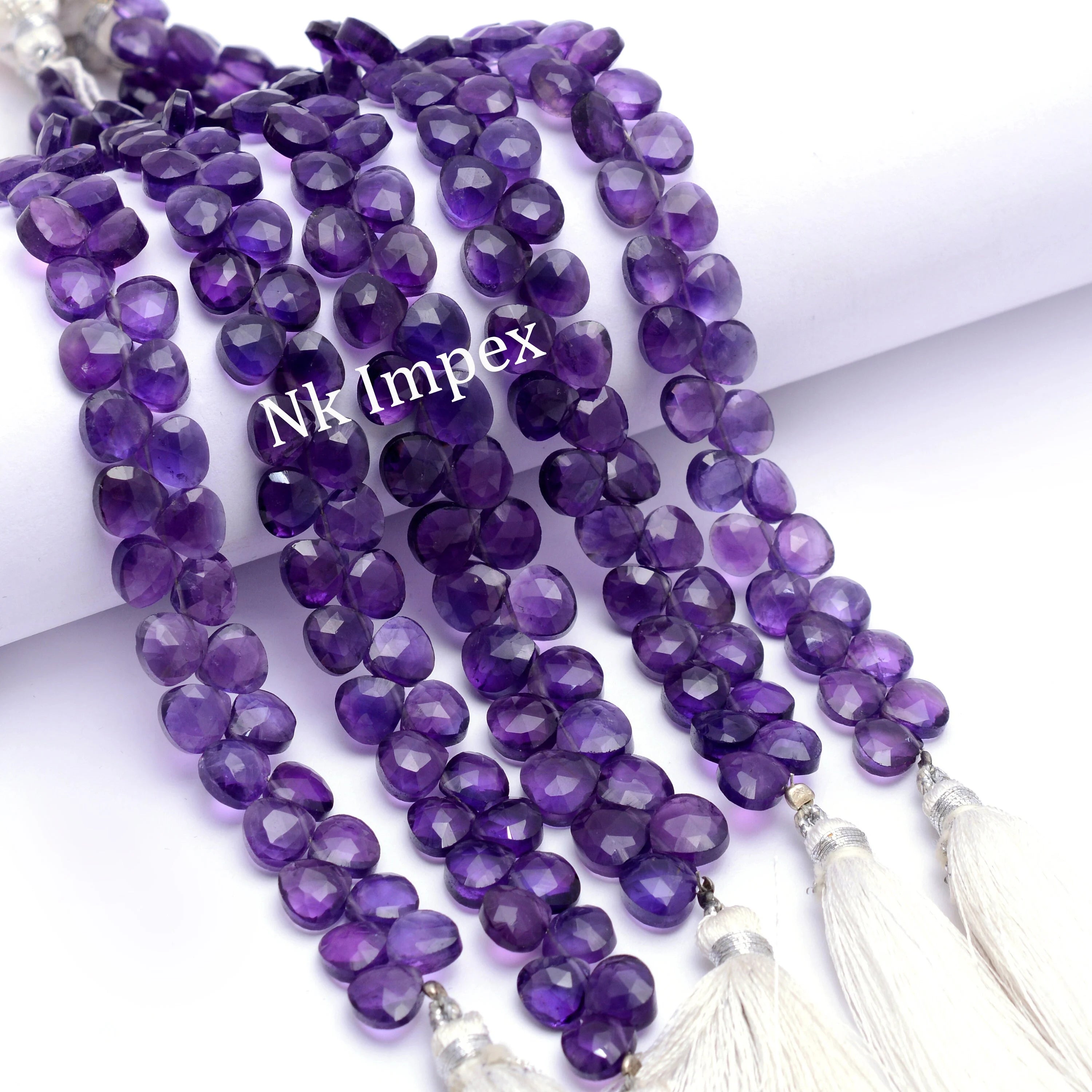 African Amethyst Faceted Heart Shape Beads, Purple Amethyst Heart, Amethyst Jewelry Making Gemstone Beads, 7 Inch Strand