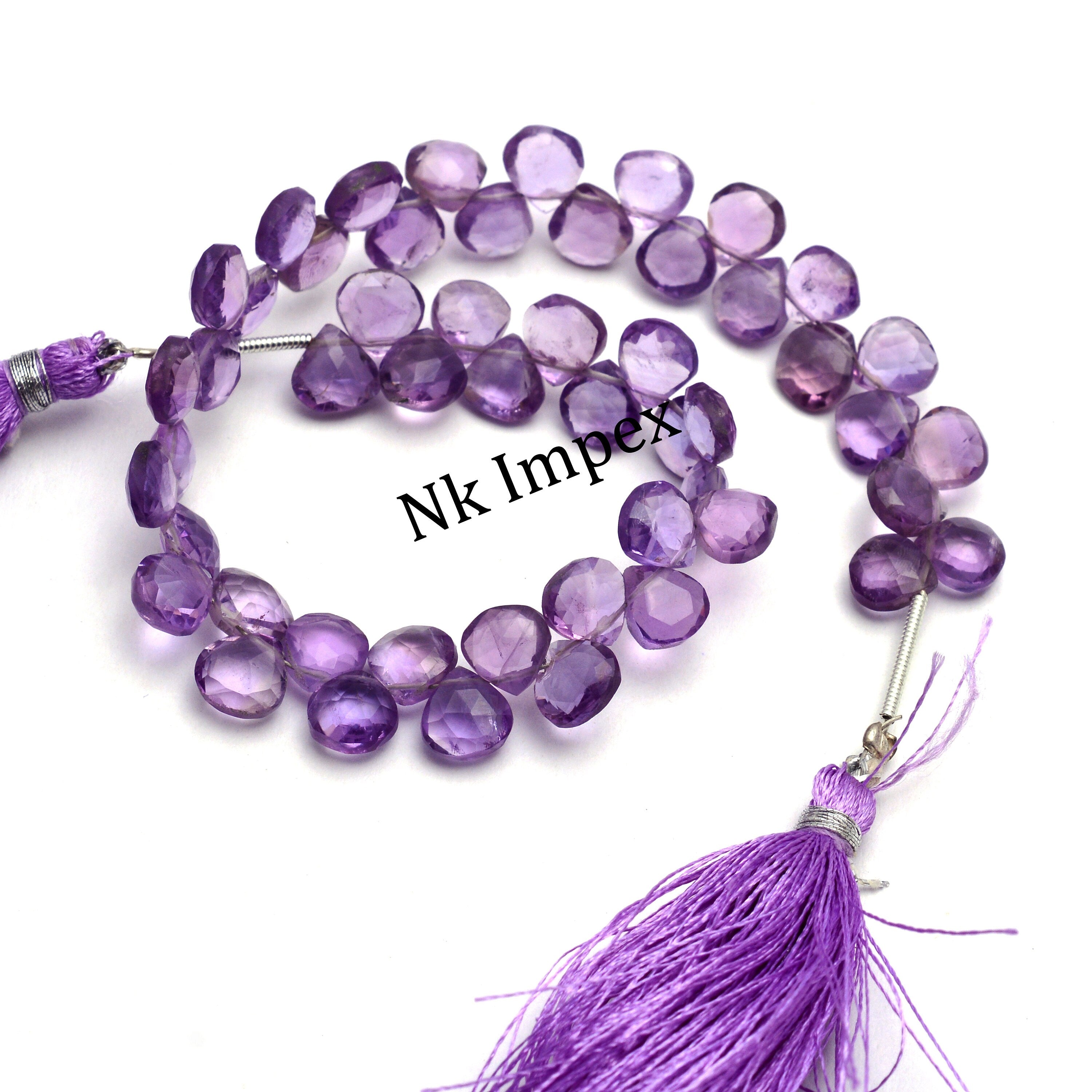 Pink Amethyst Faceted Heart Beads, Fancy Shape Stone, Jewellery Making, 9 Inch Strand, SKU1382