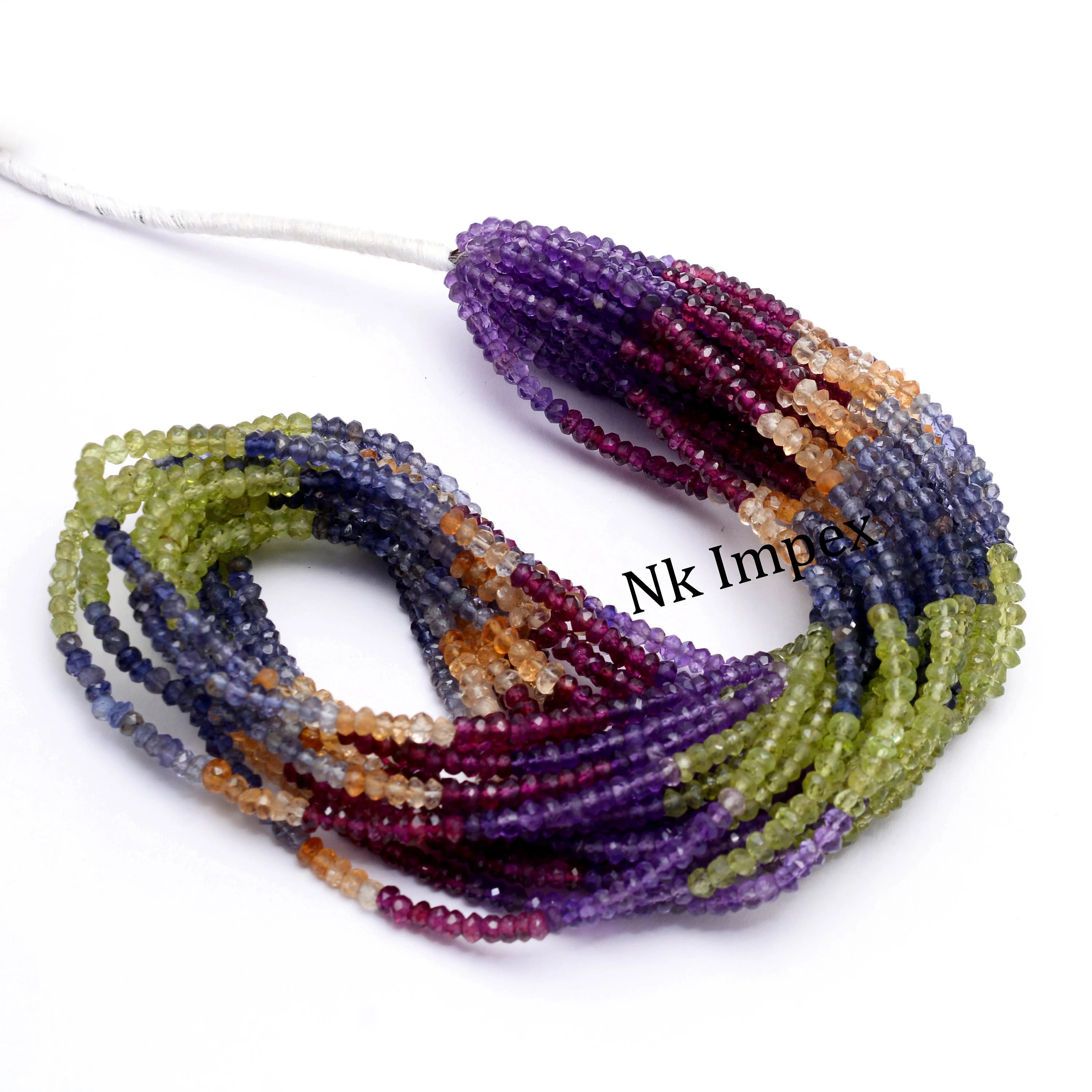 3 mm Natural Gemstone Beads, Mix Stone Micro Faceted Rondelle Beads, Jewelry Making Beads, Rainbow Color Beads, Wholesale Supplier (SKU1395)