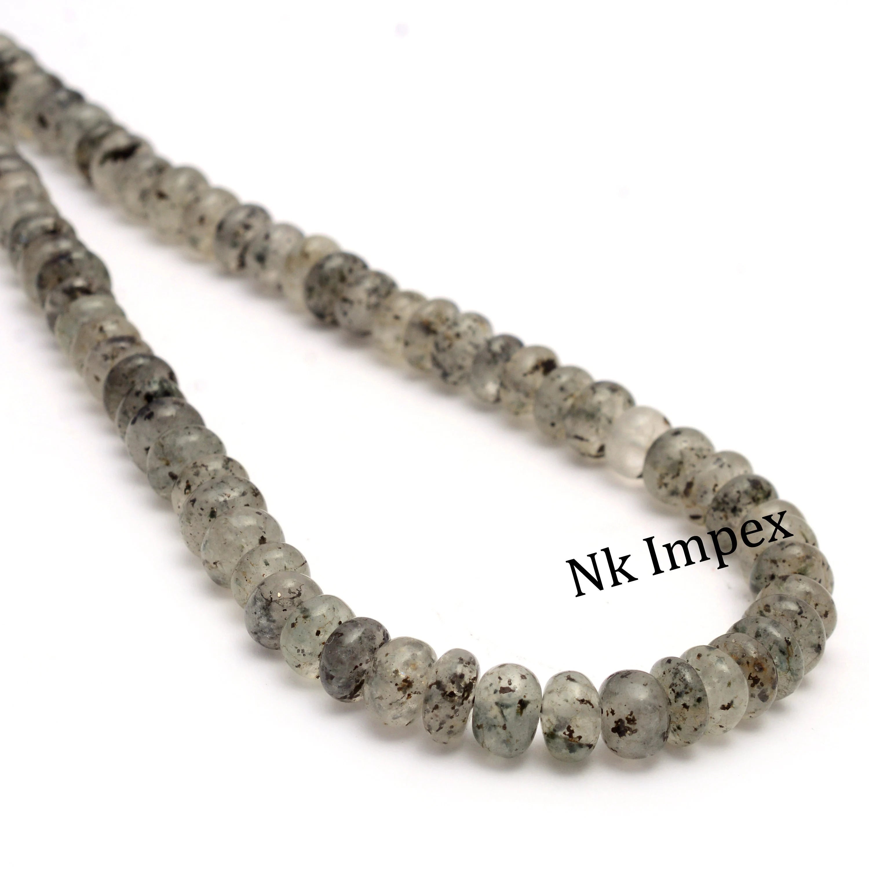 Black Dot Rutile Smooth Rondelle Beads, 9 mm Rutile Beads, 16 Inch Strand (SKU1411)