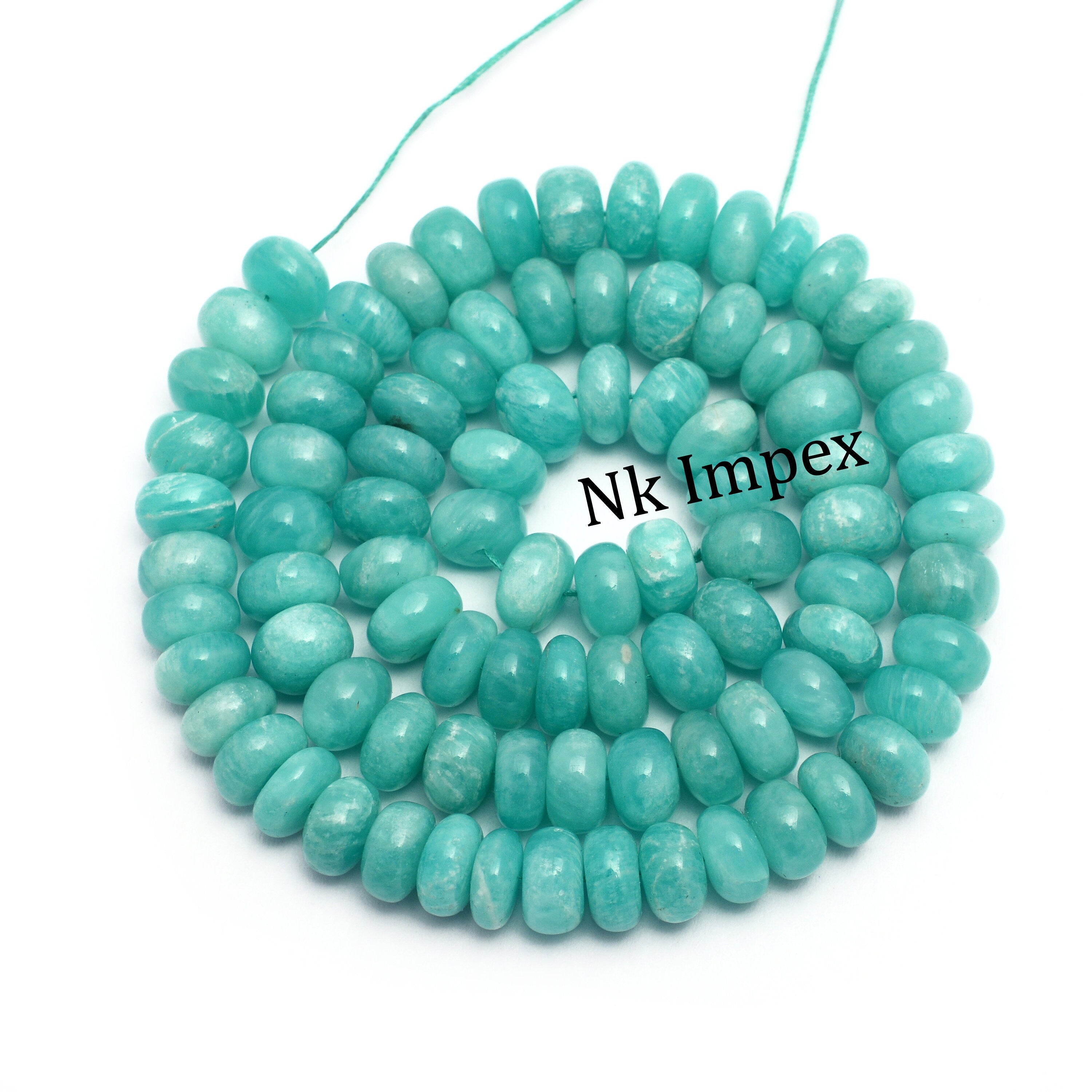 Green Amazonite Smooth Rondelle Beads, Amazonite Rondelle Beads, Amazonite Handmade Jewelry Making Gemstone Beads,18 Inch Strand