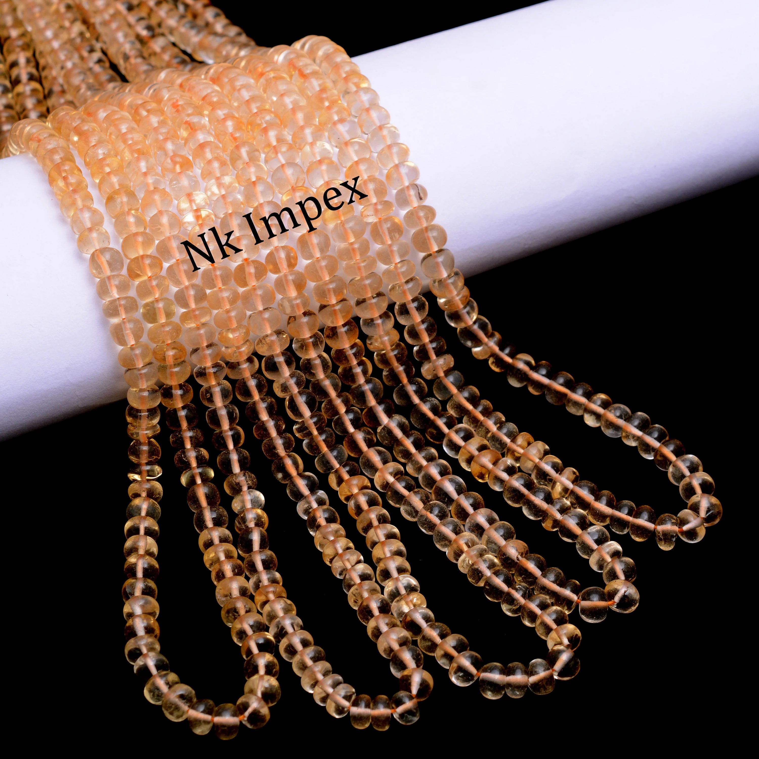 Yellow Citrine Smooth Rondelle Beads, Citrine Smooth Beads, Citrine Handmade Jewelry Making Gemstone Beads, 18 Inch Strand, SKU1416