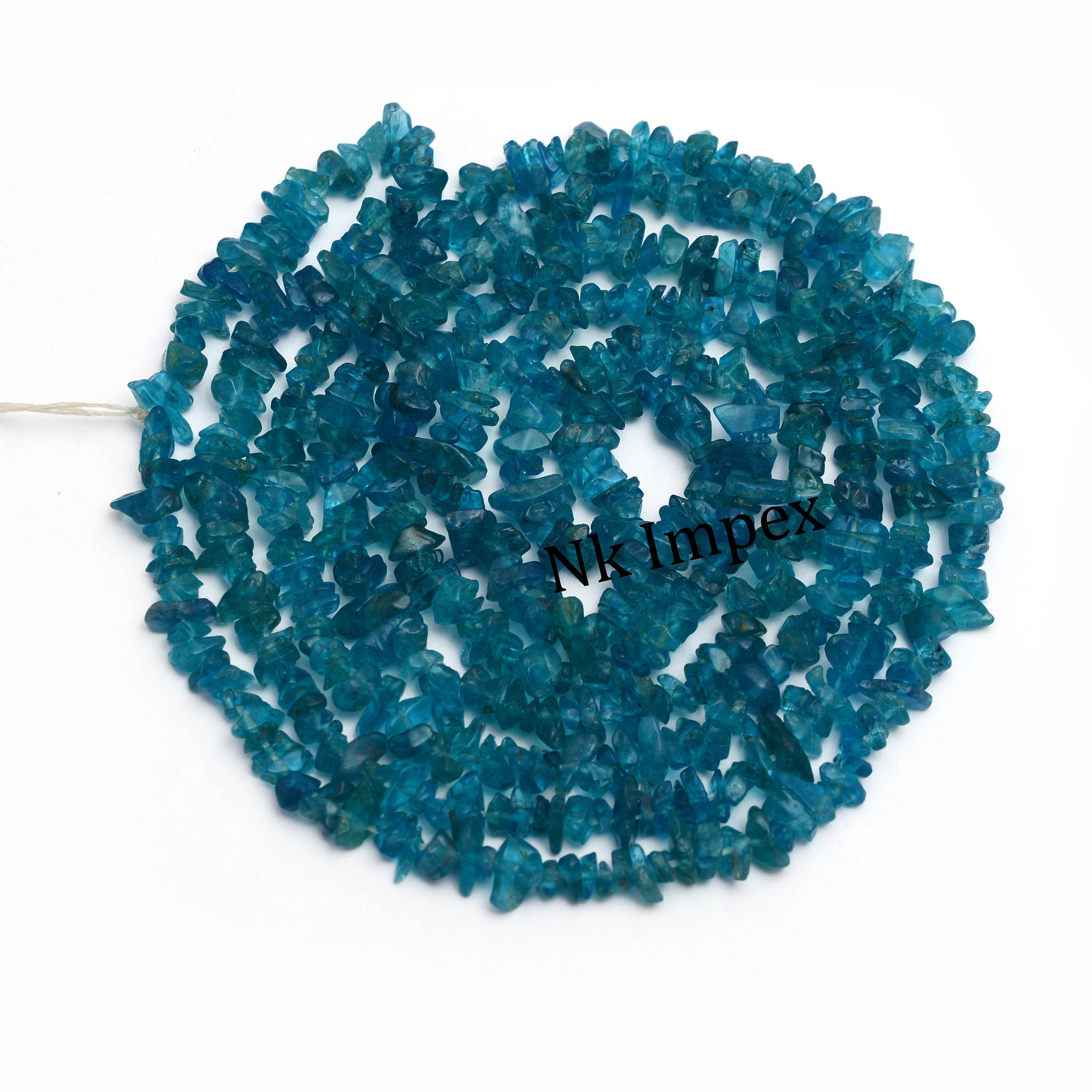 London Blue Neon Apatite Chips Beads, 3 To 5 mm, 36 Inch Blue Apatite Nuggets Gemstone Beads, (SKU1419)