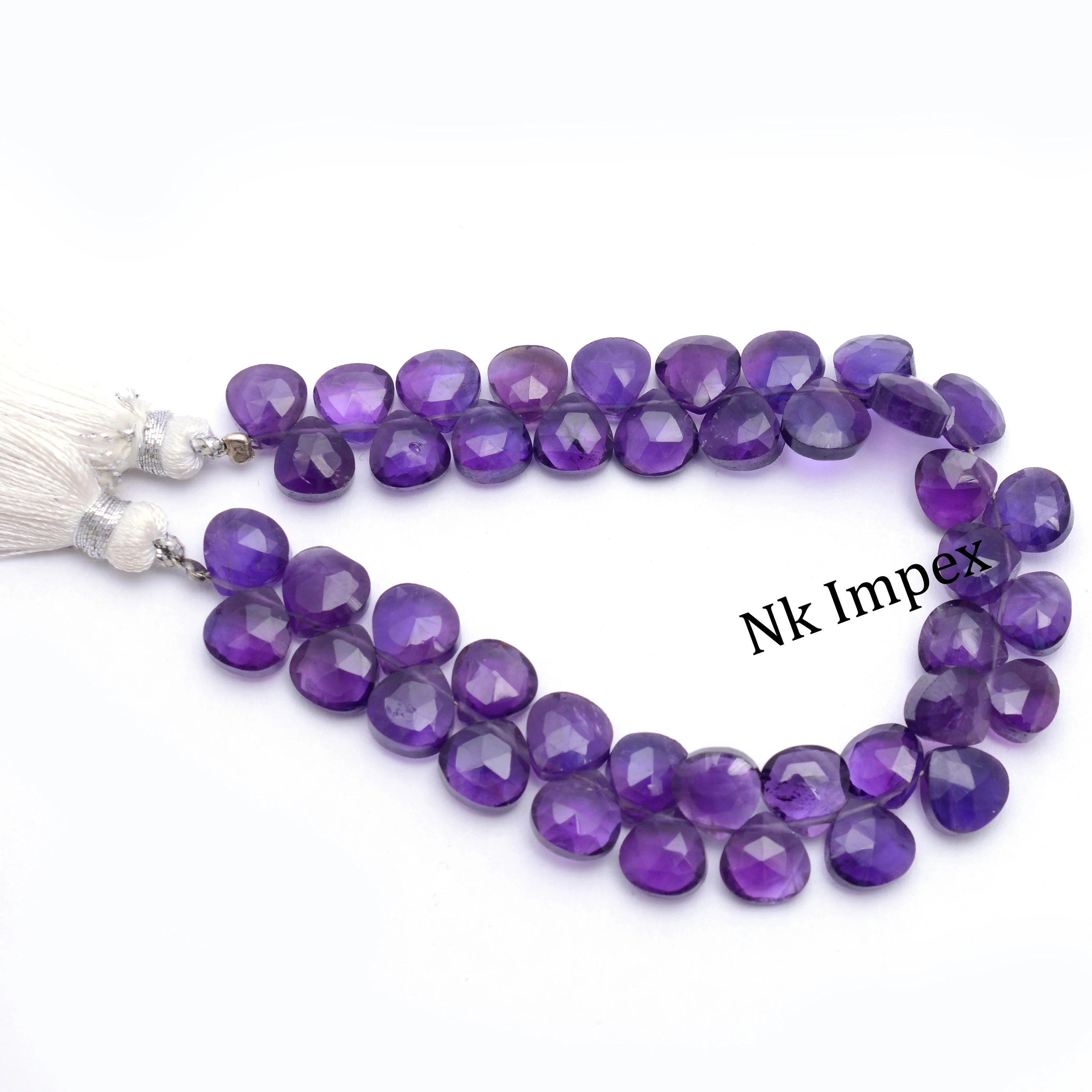 African Amethyst Faceted Heart Shape Beads, Purple Amethyst Heart, Amethyst Jewelry Making Gemstone Beads, 7 Inch Strand