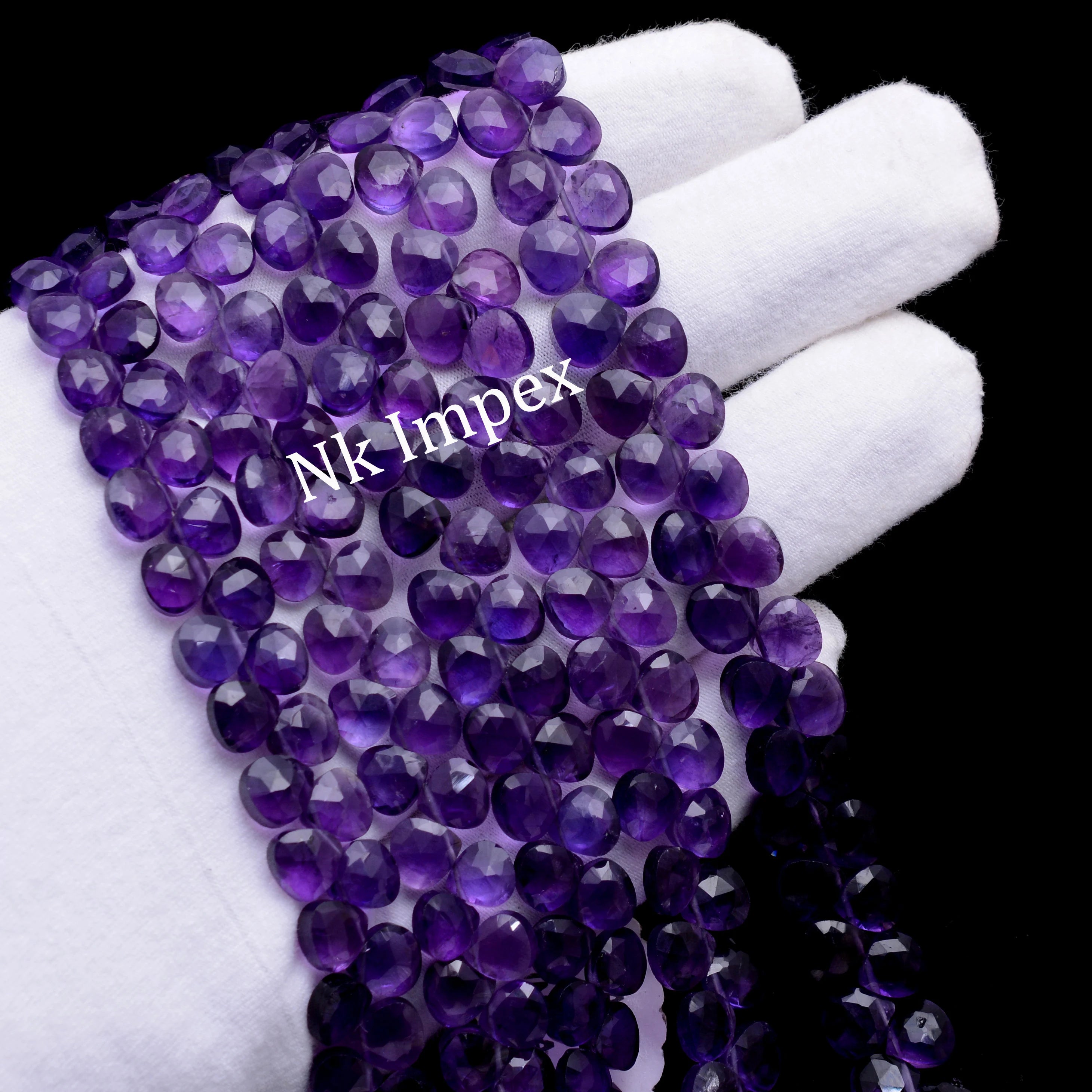 African Amethyst Faceted Heart Shape Beads, Purple Amethyst Heart, Amethyst Jewelry Making Gemstone Beads, 7 Inch Strand