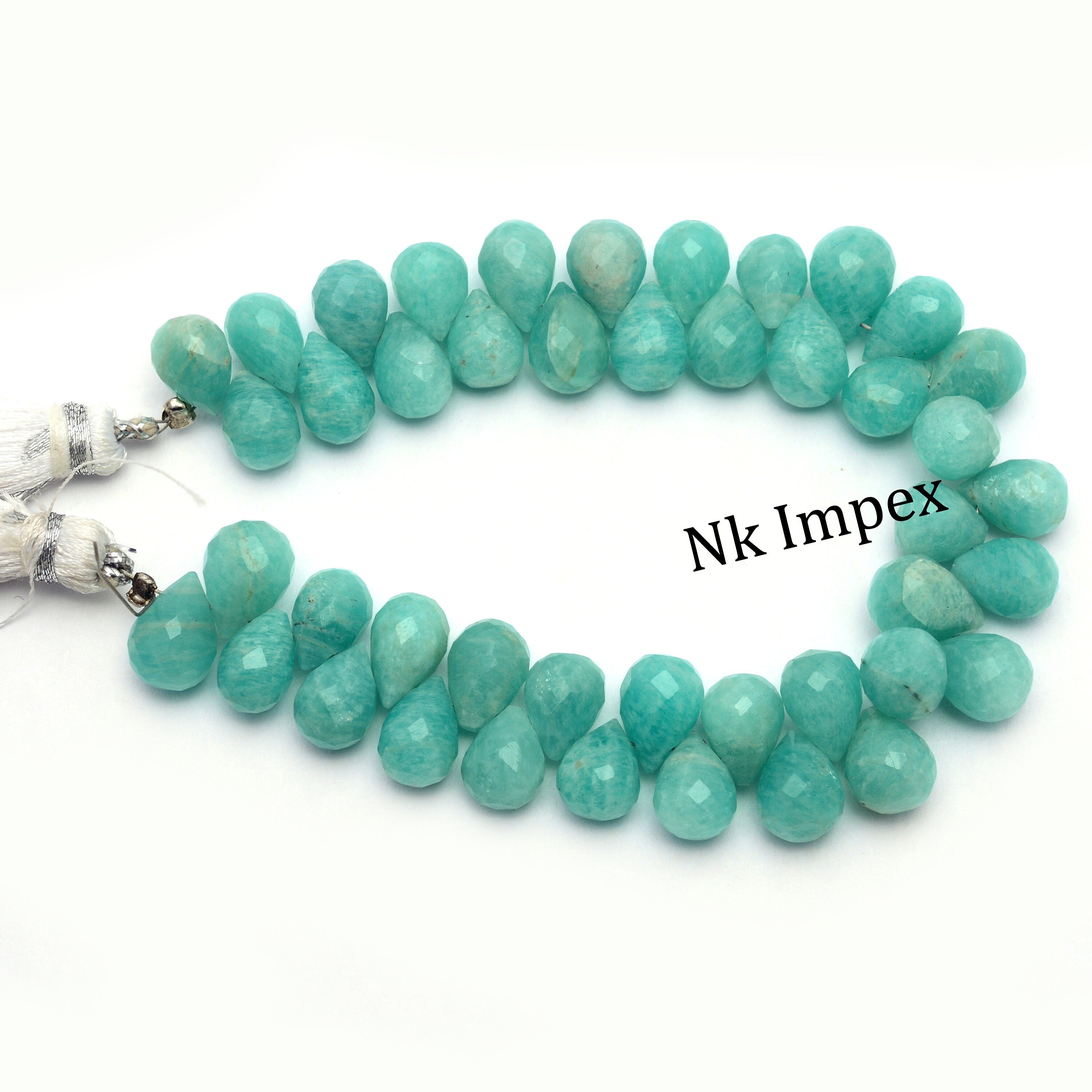 Natural Amazonite Faceted Teardrop Beads, 7 Inch Strand, Dainty Gemstone Beads, (SKU1361)