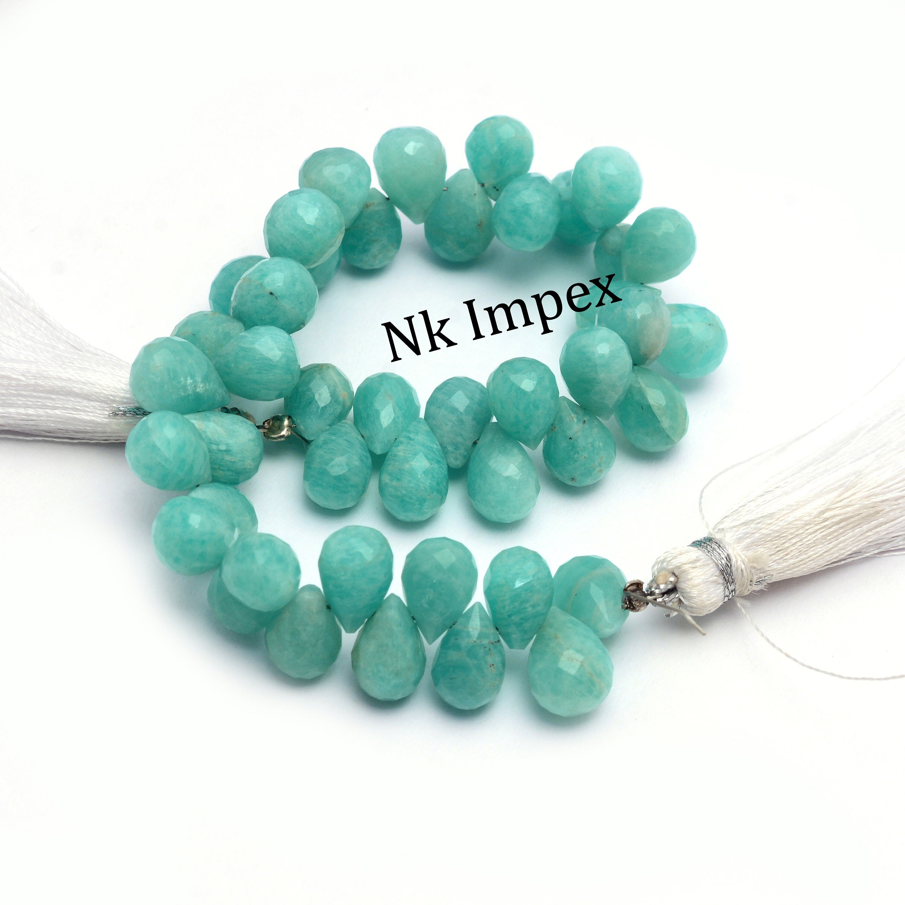Natural Amazonite Faceted Teardrop Beads, 7 Inch Strand, Dainty Gemstone Beads, (SKU1361)