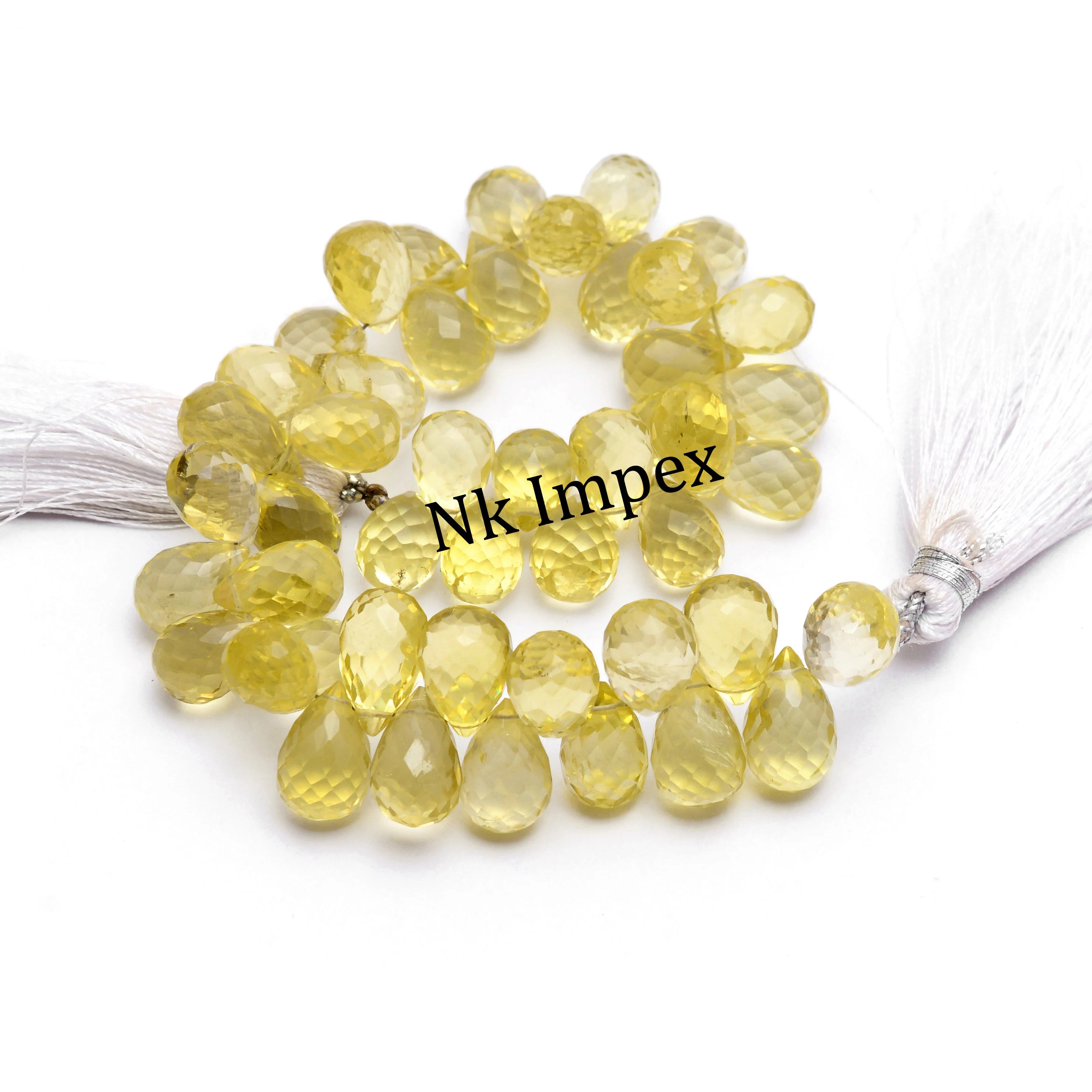 Natural Yellow Lemon Quartz Faceted Teardrop Beads, 7 Inch Strand, (SKU1364)