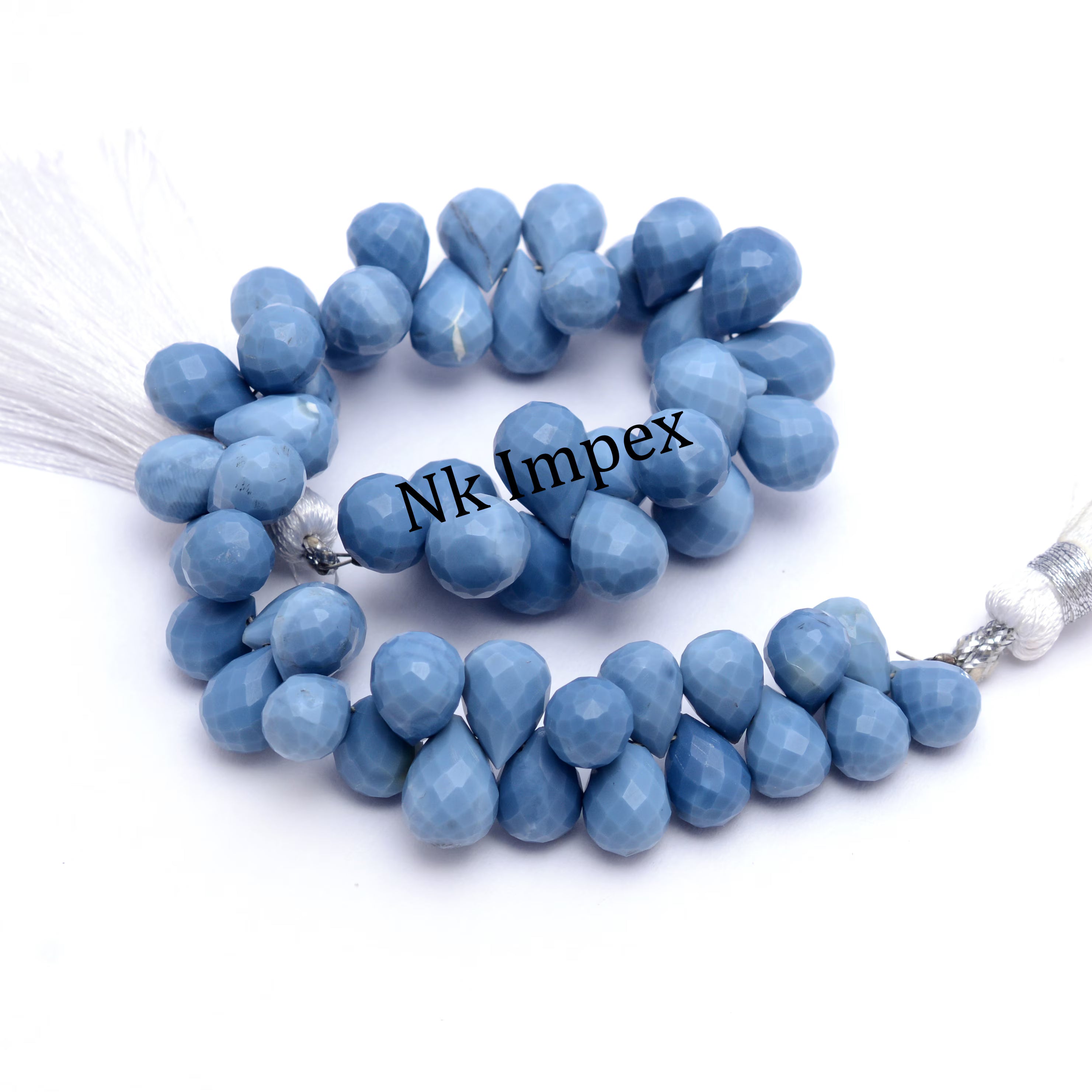 Natural Blue Opal Faceted Drops Beads, 7 Inch Strand, Unique Gemstone Beads, (SKU1365)