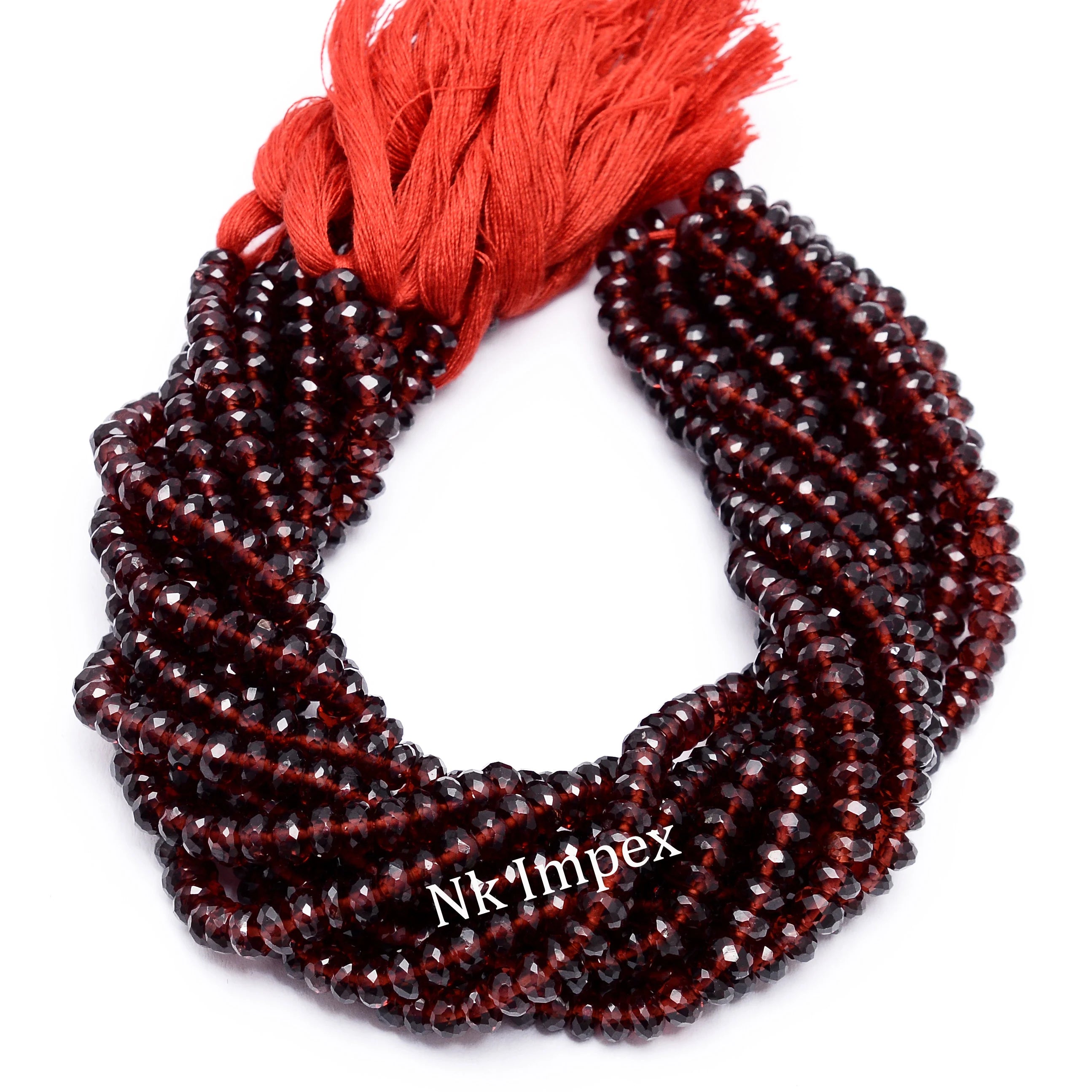 Mozambique Red Garnet Faceted Rondelle Beads, Mozambique Garnet Beads, Red Garnet Jewelry Making Gemstone Beads, 9 Inch Strand