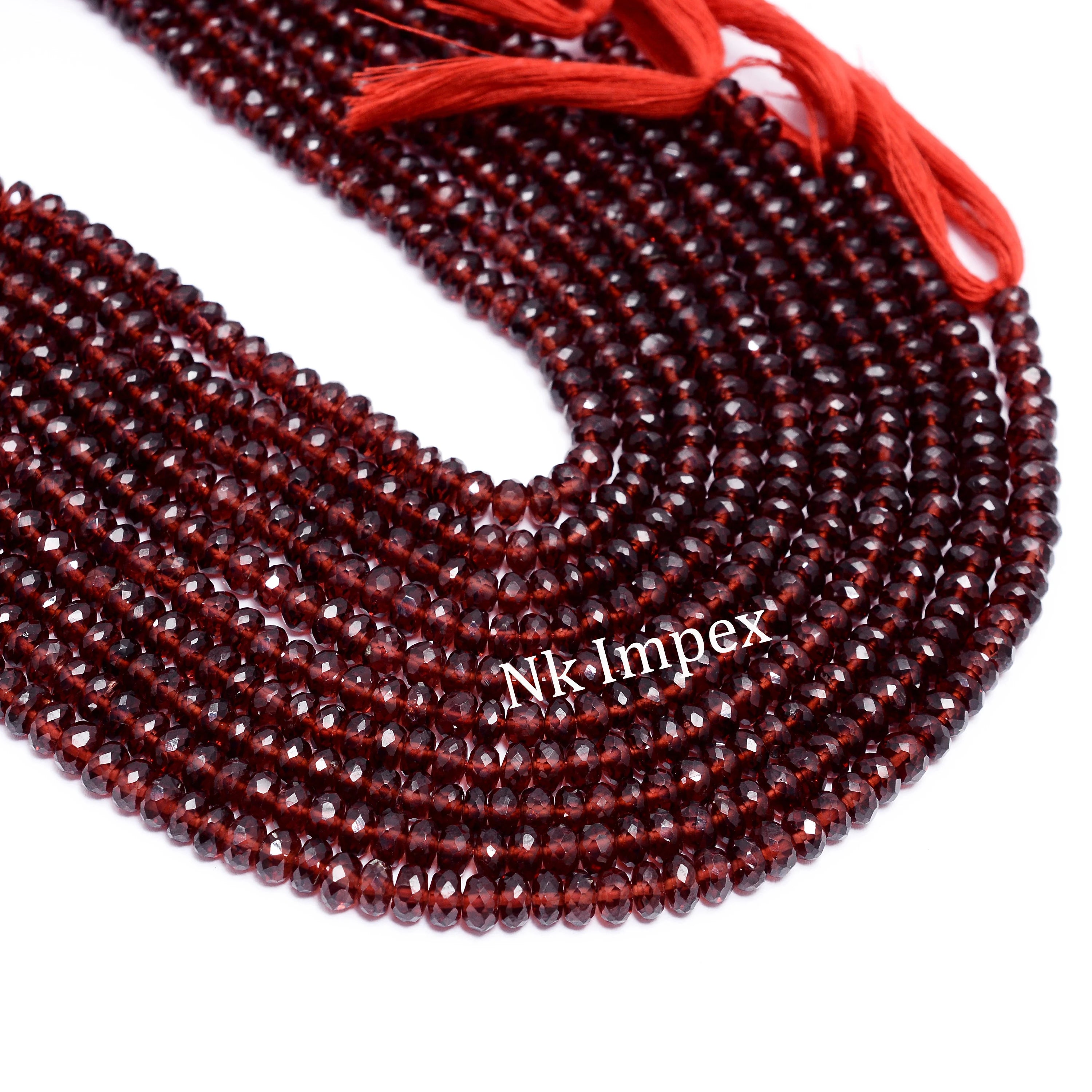 Mozambique Red Garnet Faceted Rondelle Beads, Mozambique Garnet Beads, Red Garnet Jewelry Making Gemstone Beads, 9 Inch Strand