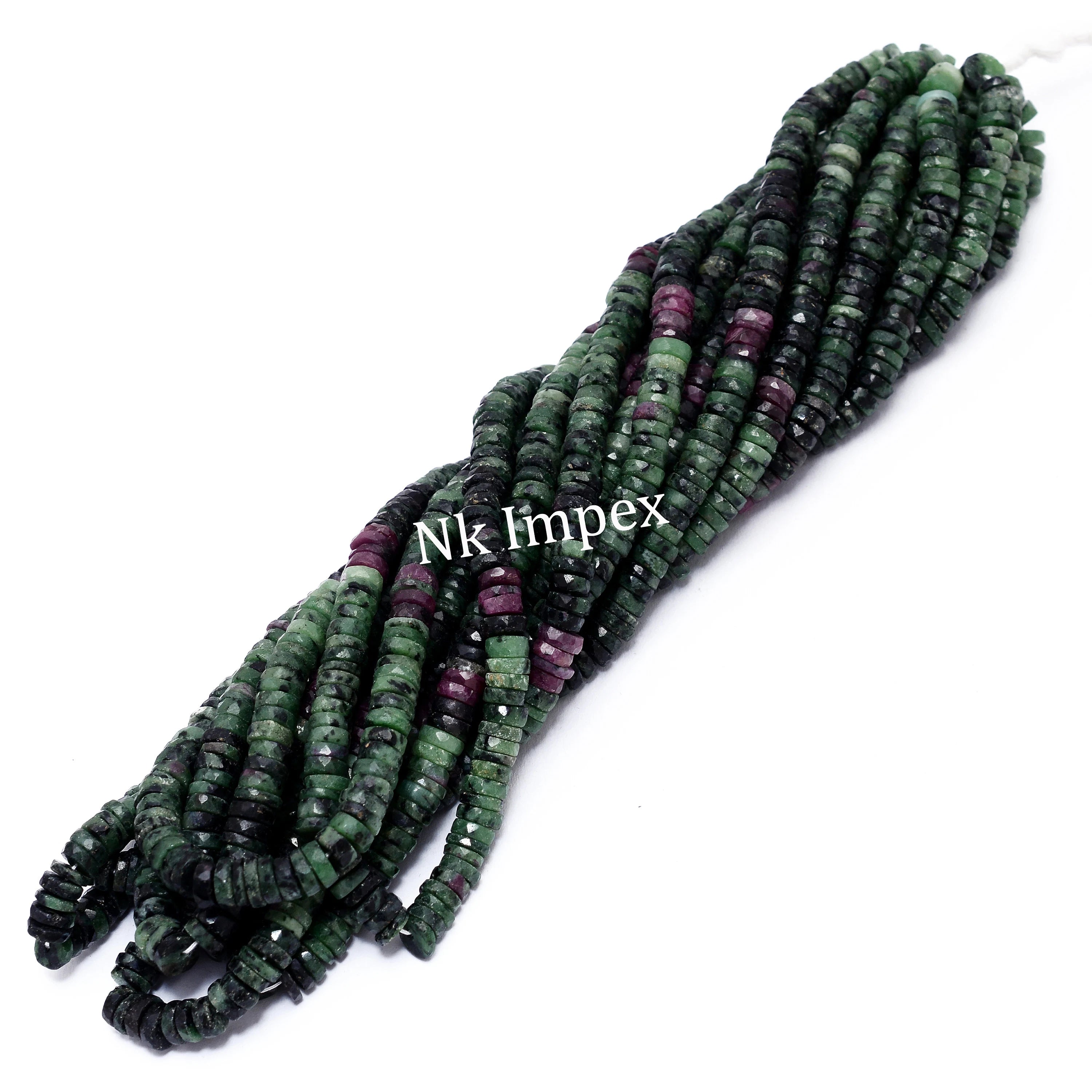 Ruby Zoisite Faceted Tyre Beads, Ruby Zoisite Heishi Beads, Zoisite Coin Beads, Ruby Zoisite Jewelry Making Gemstone Beads, SKU 1330