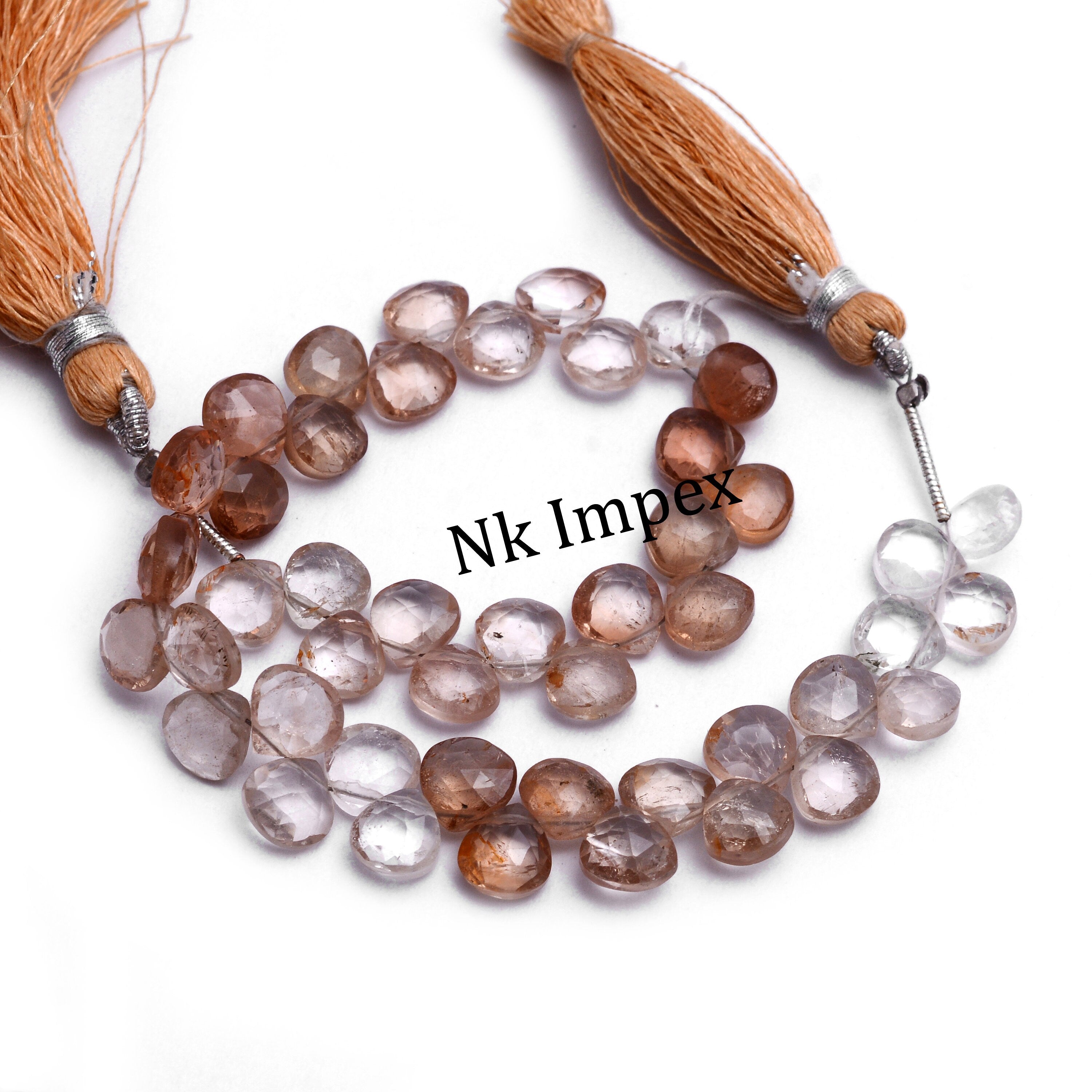 Brown Topaz Faceted Heart Beads, 7x7 mm To 8x8 mm, Brown Topaz Heart, Brown Topaz Jewelry Making Gemstone Beads, 9 Inch Strand, SKU No. 1384