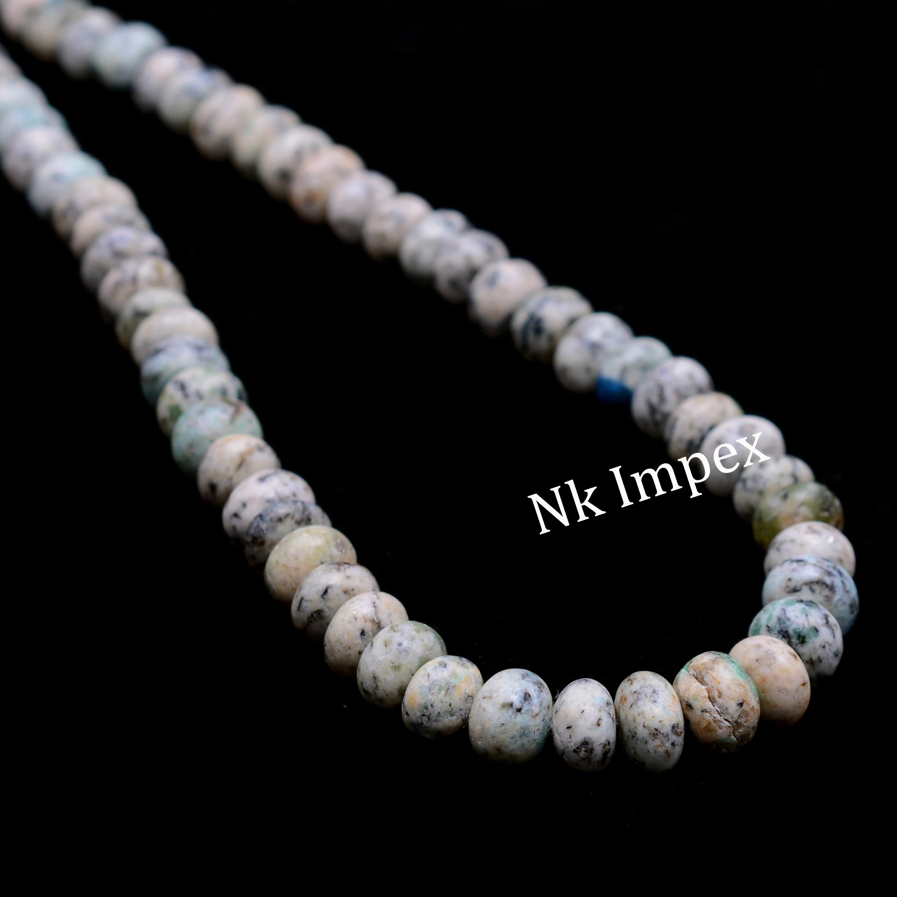 K2 Granite Jasper Smooth Rondelle Beads, Grey Natural Loose Gemstone Bead, AA Grade, SKU1414