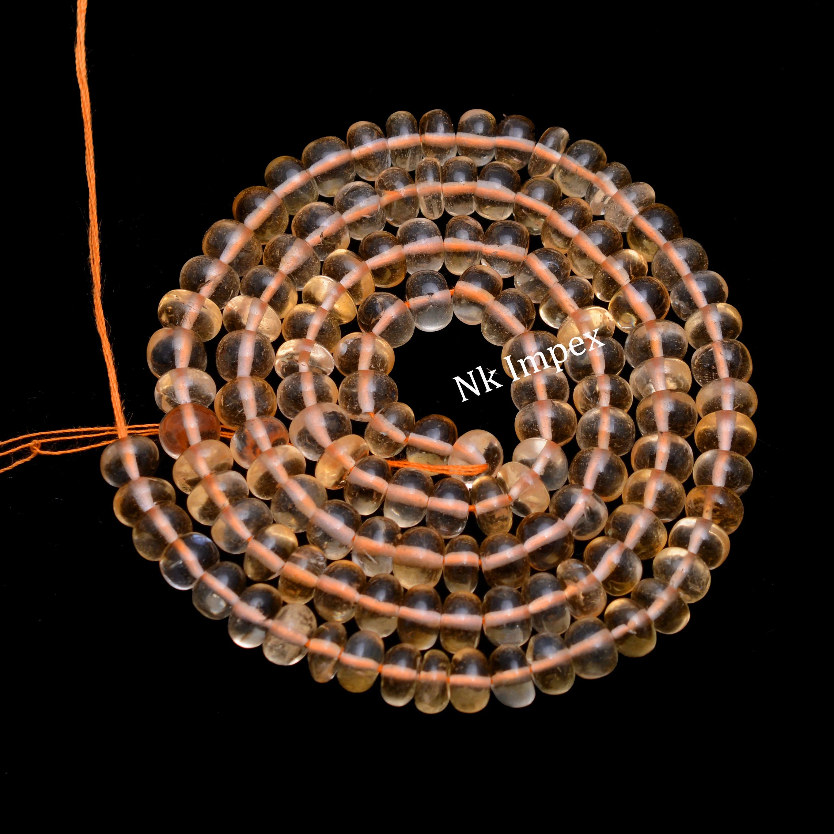 Yellow Citrine Smooth Rondelle Beads, Citrine Smooth Beads, Citrine Handmade Jewelry Making Gemstone Beads, 18 Inch Strand, SKU1416