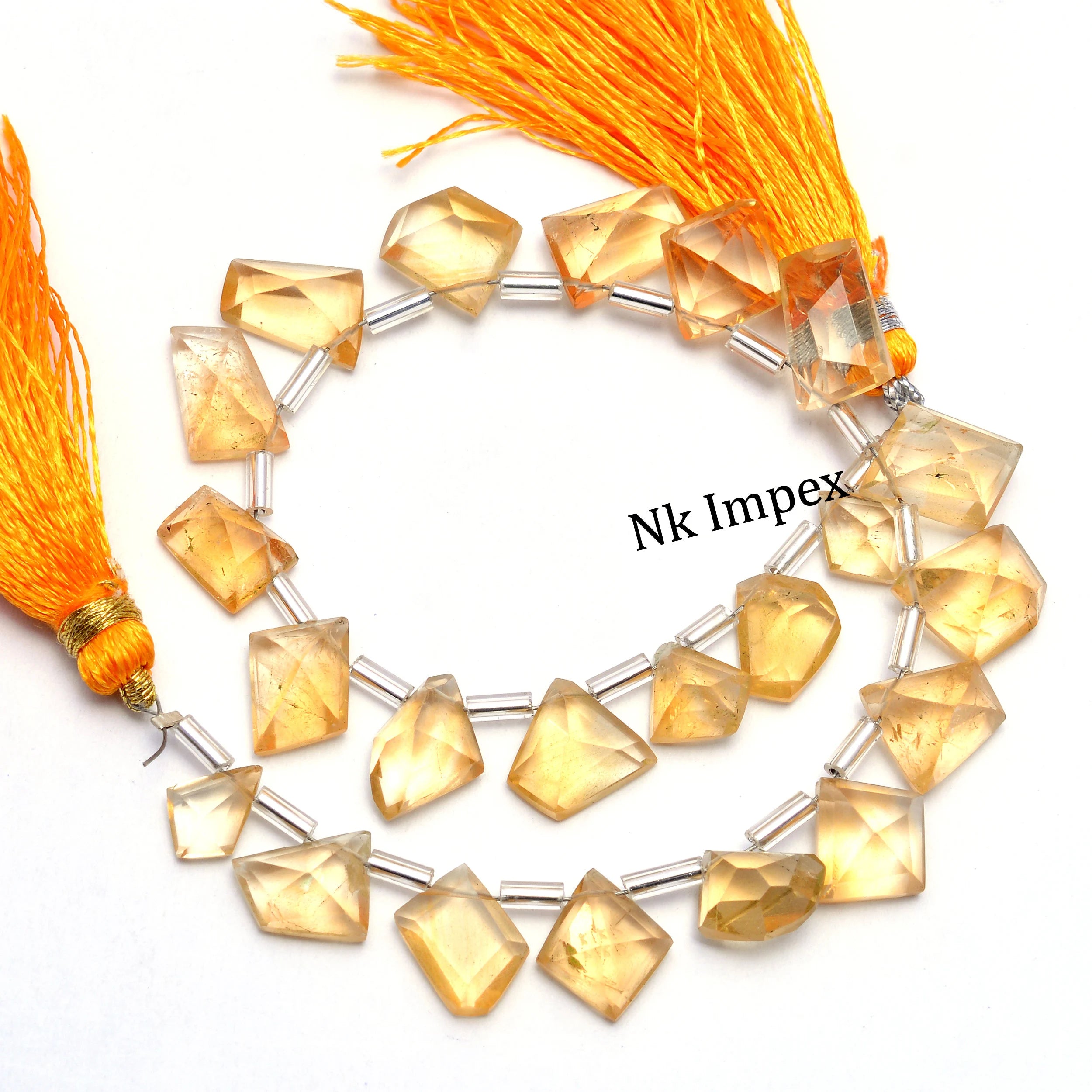 Natural Yellow Citrine Fancy Cut Beads, 6.5x8.5 To 11x13mm, Unique Citrine Beads, 8 Inch Strand, (SKU1050)