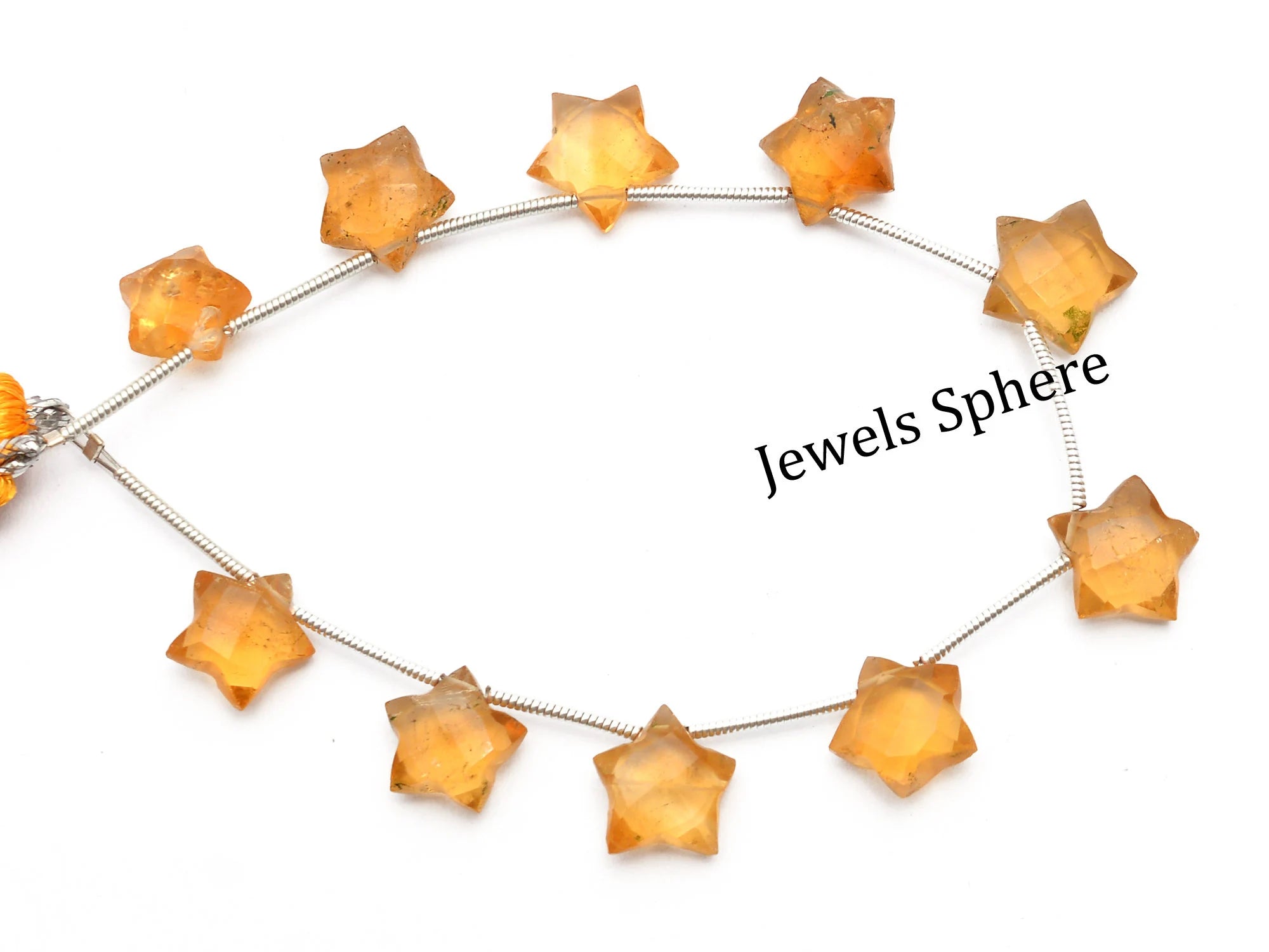 Citrine Faceted Star Beads, Yellow Citrine Five Corner Beads, 9 mm, SKU921
