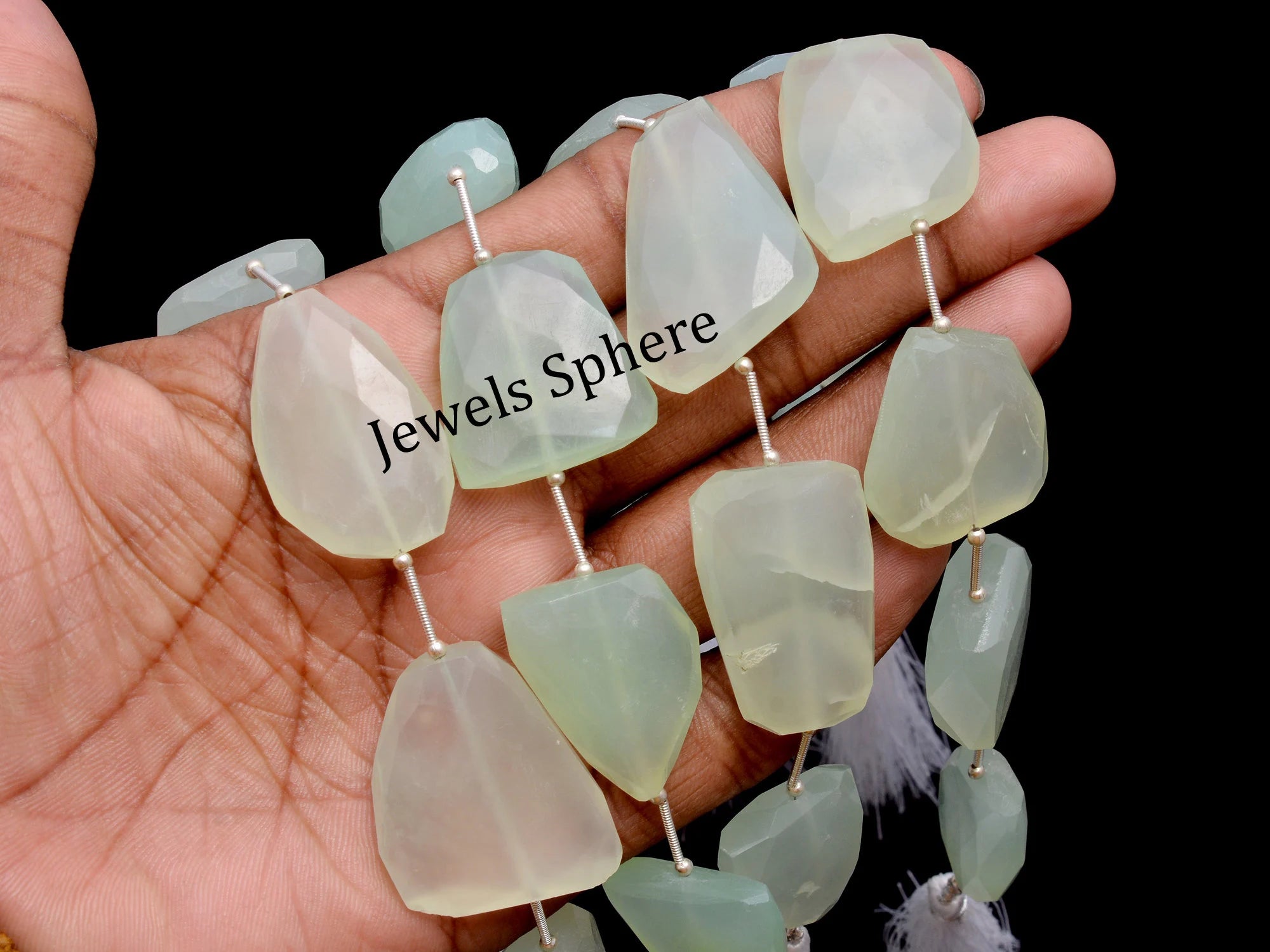 Natural Green Chalcedony Faceted Fancy Shape Nuggets Briolettes, SKU994