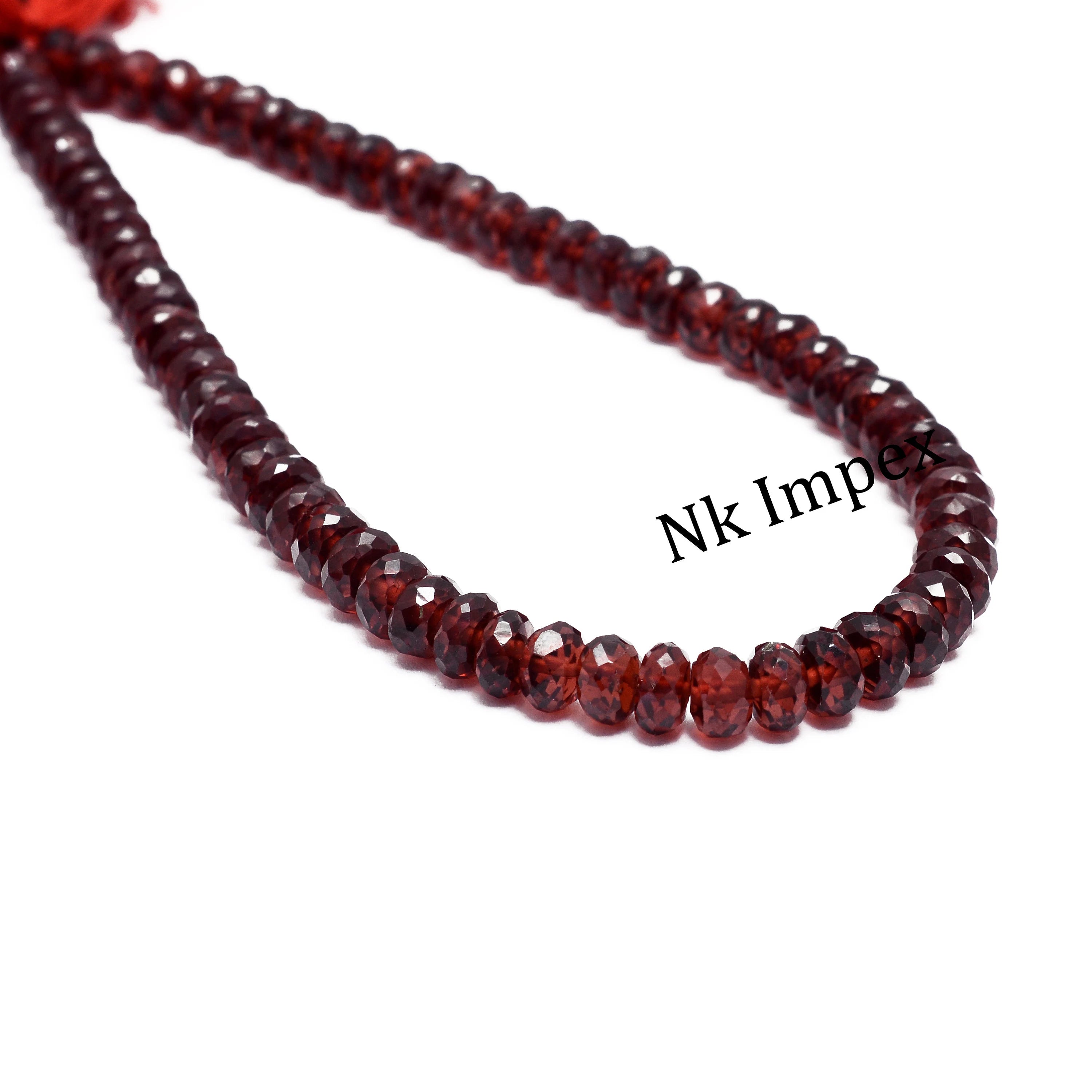 Mozambique Red Garnet Faceted Rondelle Beads, Mozambique Garnet Beads, Red Garnet Jewelry Making Gemstone Beads, 9 Inch Strand