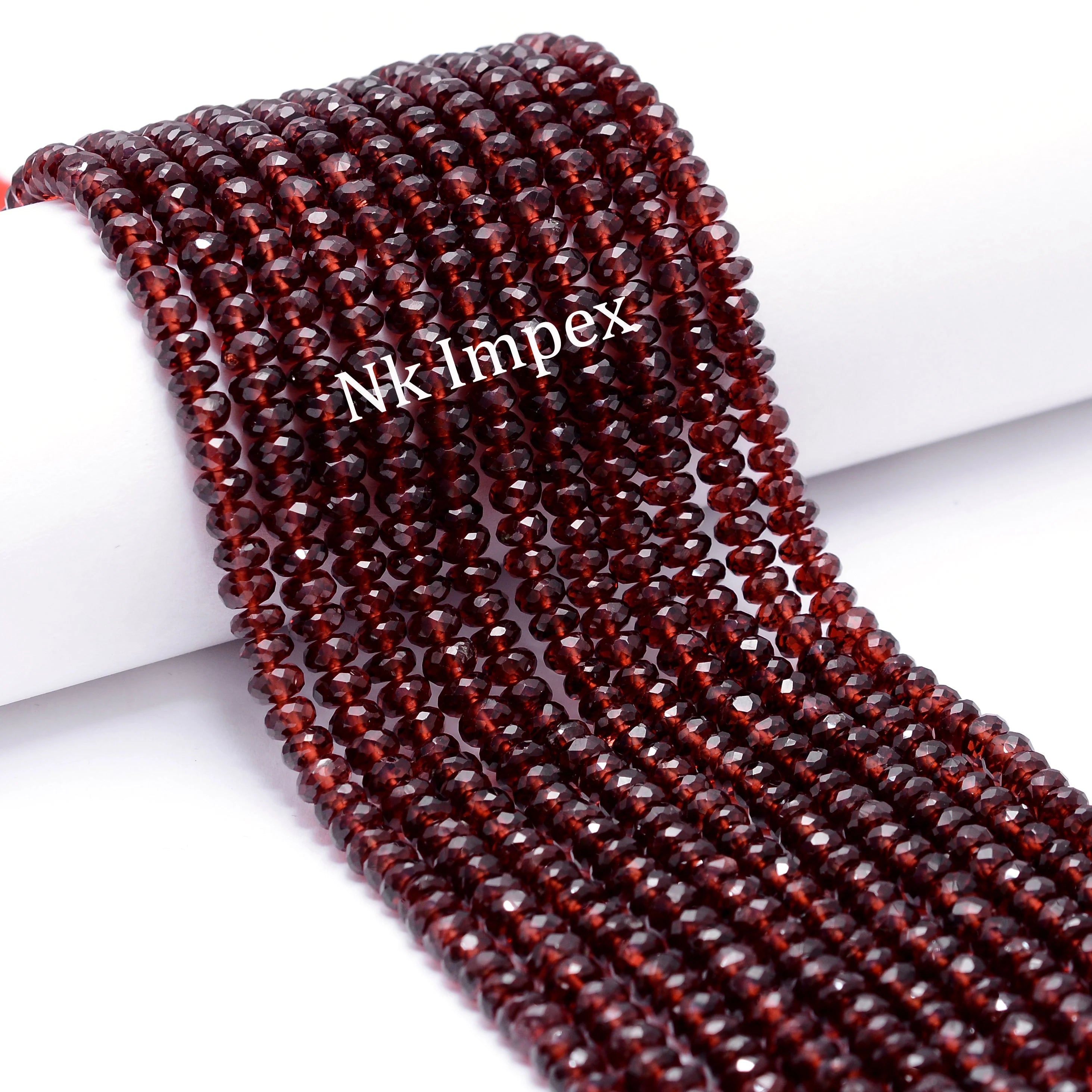 Mozambique Red Garnet Faceted Rondelle Beads, Mozambique Garnet Beads, Red Garnet Jewelry Making Gemstone Beads, 9 Inch Strand