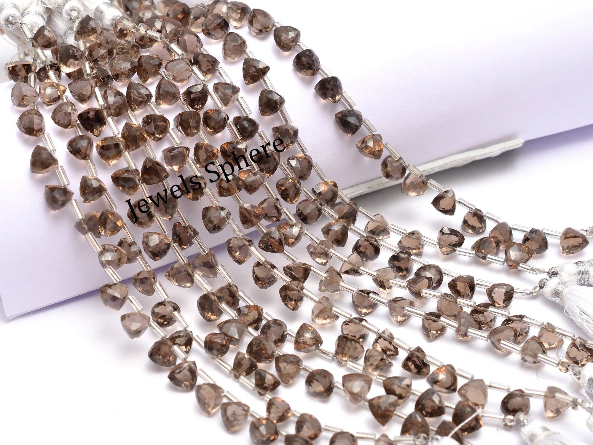 AAA Quality Smoky Quartz Faceted Triangle Shape Briolettes, SKU901