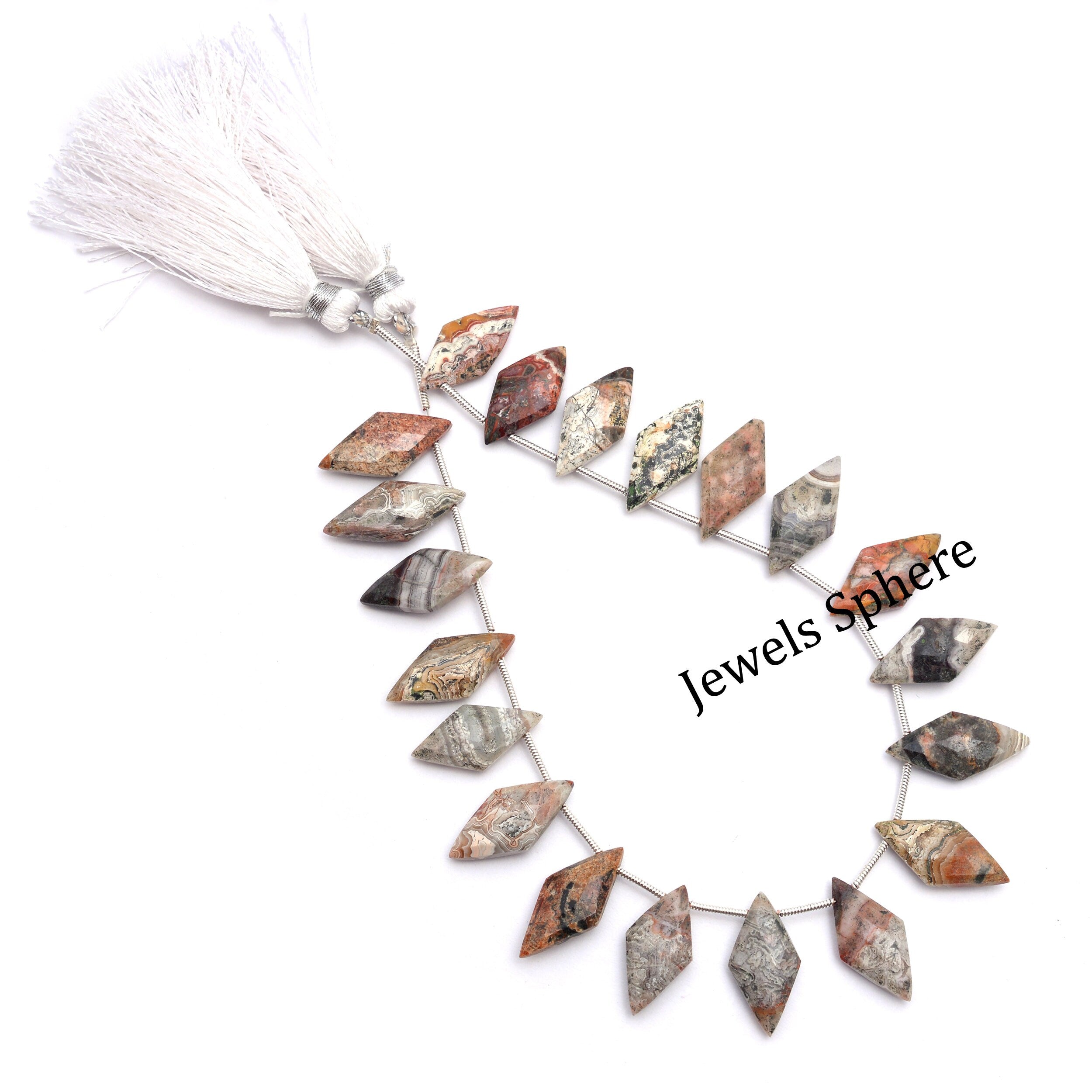 Crazy Lace Agate Faceted Diamond Shape Beads, 9x18 mm To 10x20 mm, SKU851