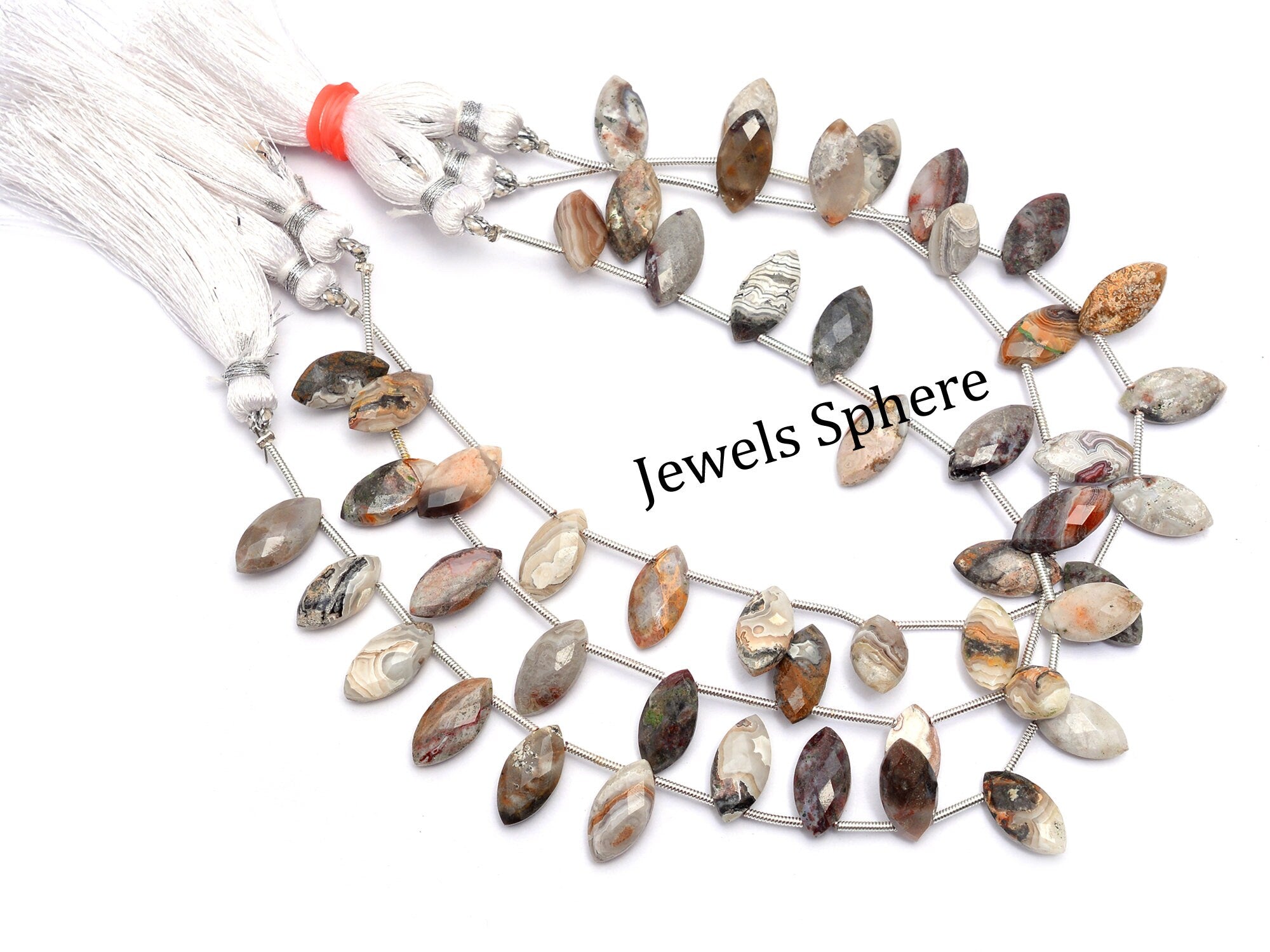 Crazy Lace Agate Faceted Marquise Shape Beads, 7x14 mm, SKU847