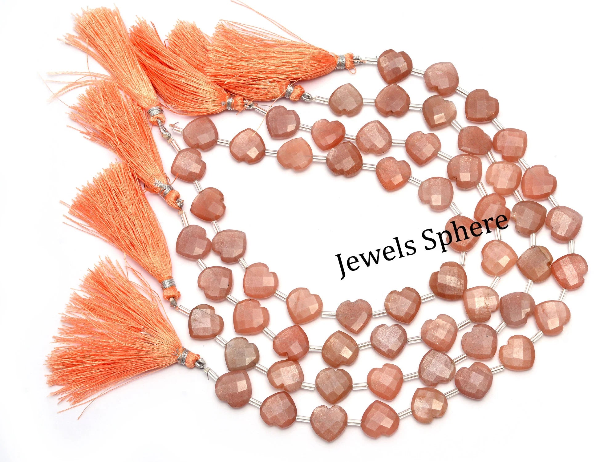AA Quality 14 Piece Peach Moonstone Heart Shape Briolettes, SKU810