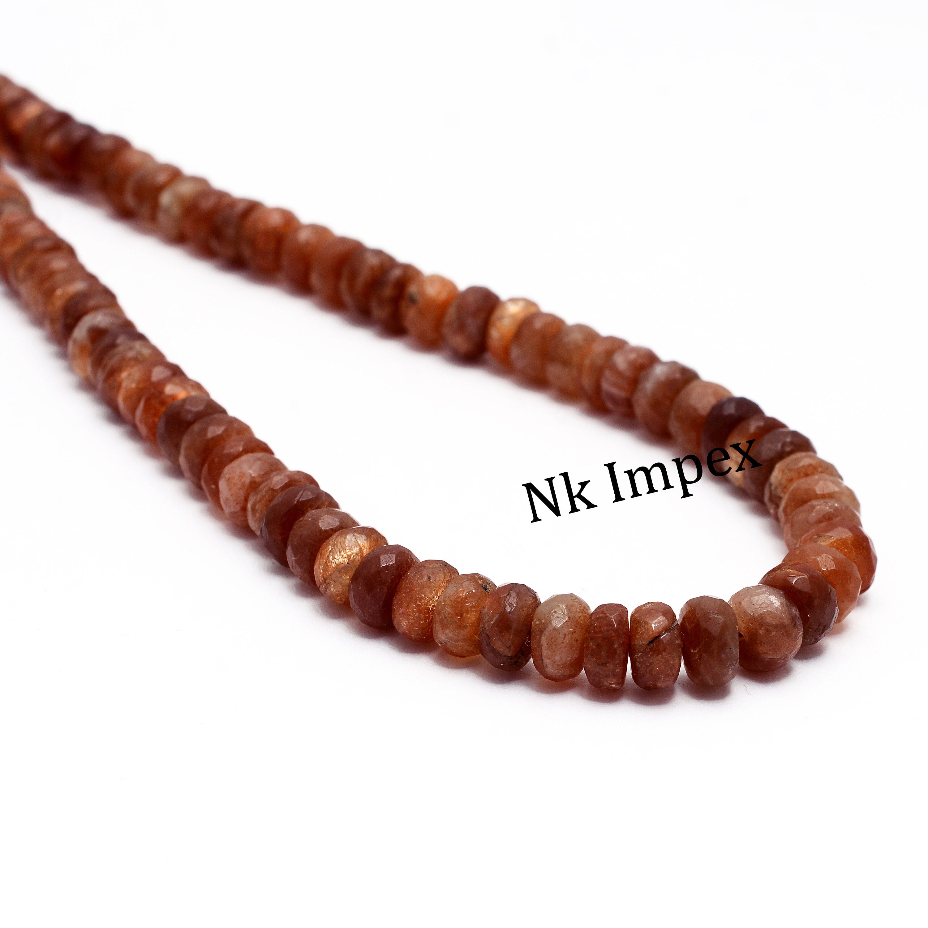 AA Quality Sunstone Beads, 17" Faceted Rondelle Beads, Rare Sun Stone Beads, Natural Handmade Jewelry Making Gemstone Beads, 6 To 9 mm (SKU 1433)