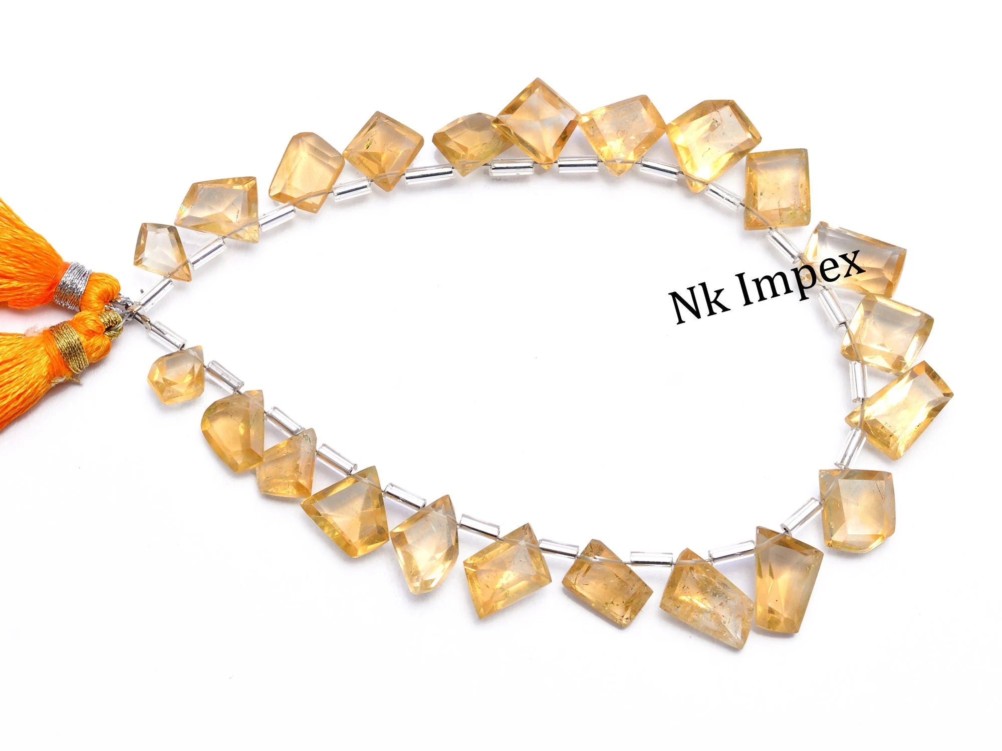 Natural Yellow Citrine Fancy Cut Beads, 6.5x8.5 To 11x13mm, Unique Citrine Beads, 8 Inch Strand, (SKU1050)
