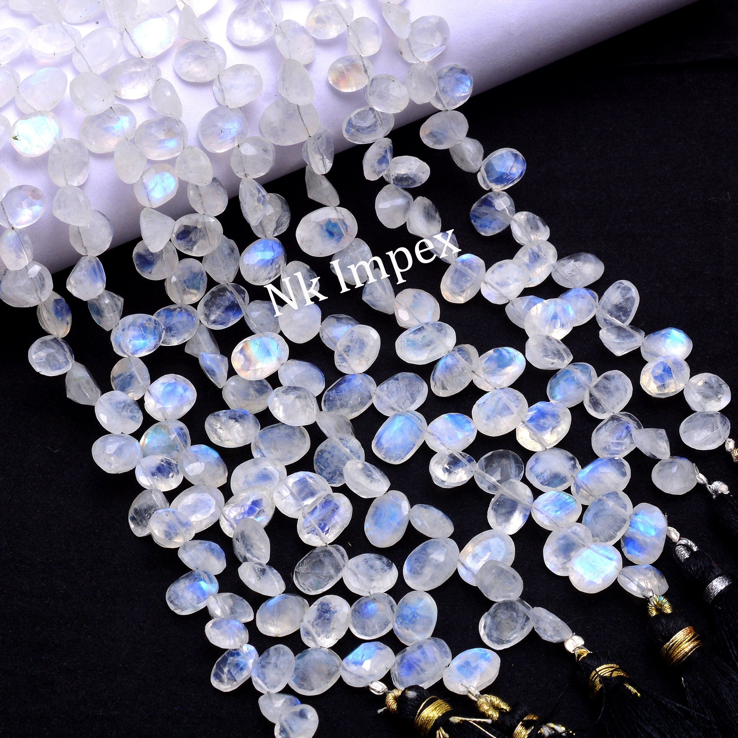 Rainbow Moonstone Faceted Side Drill Oval Beads, 5x7 mm To 8x10 mm 7.5 Inch, Beading Jewelry Supplier, (SKU1076)