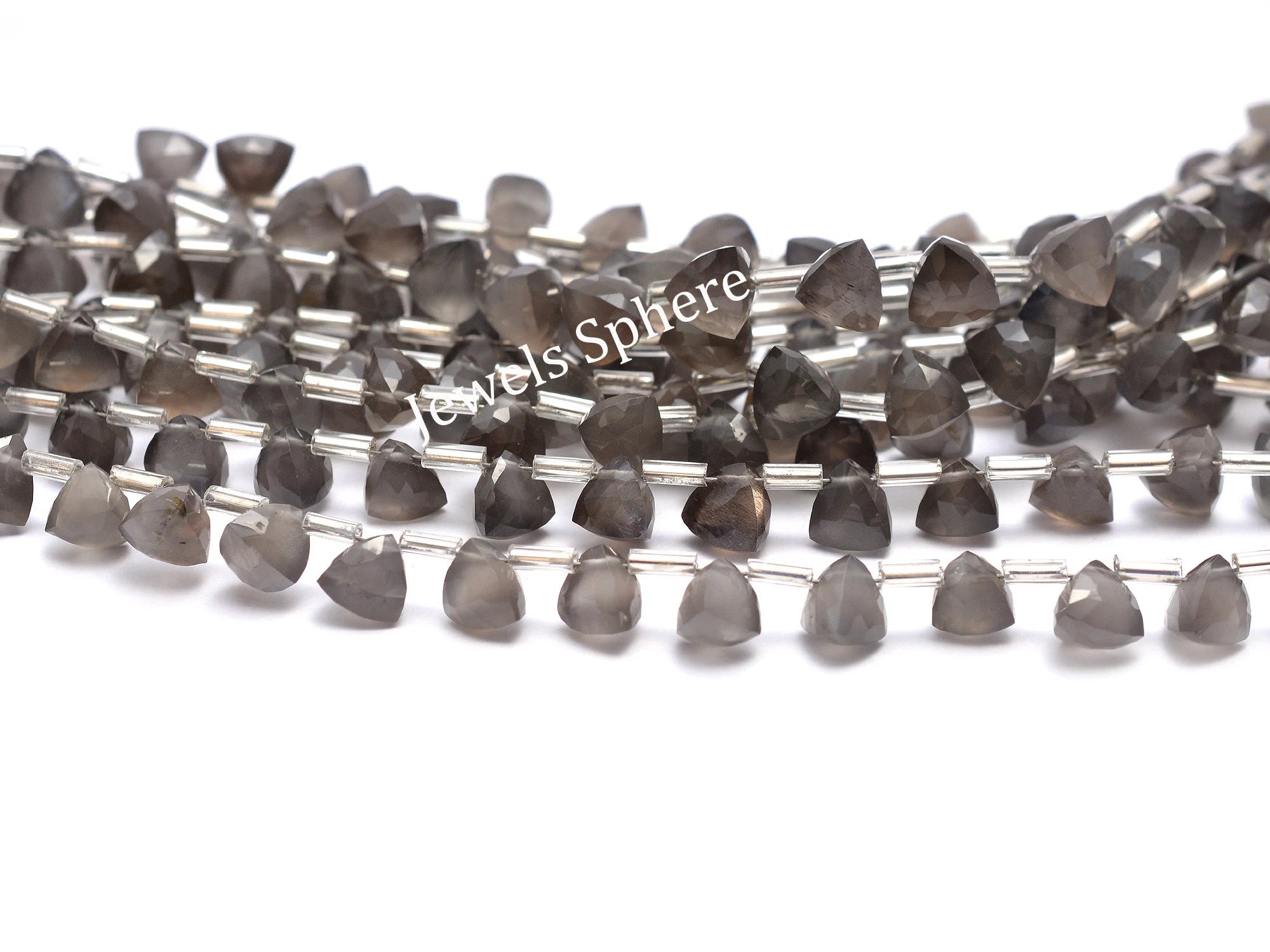 AAA Quality Grey Moonstone Faceted Triangle Shape Gemstone Briolettes, SKU903