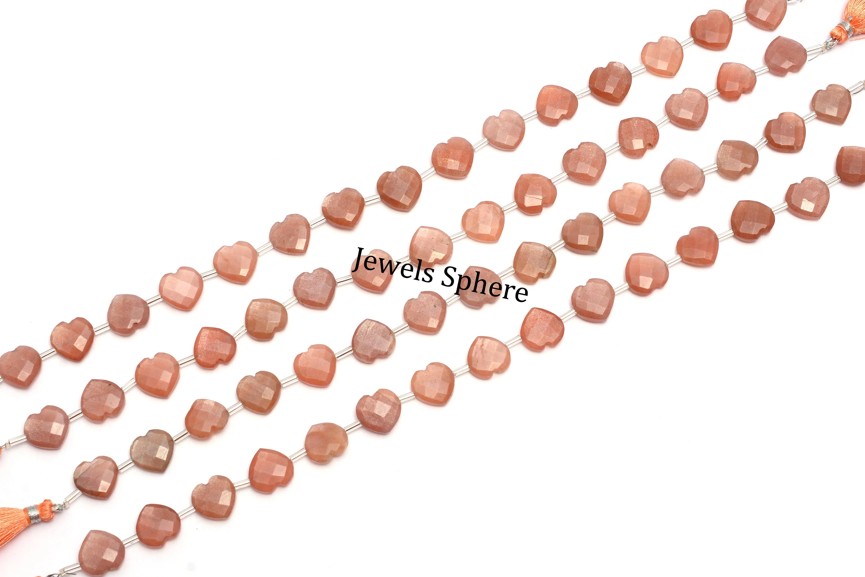 AA Quality 14 Piece Peach Moonstone Heart Shape Briolettes, SKU810