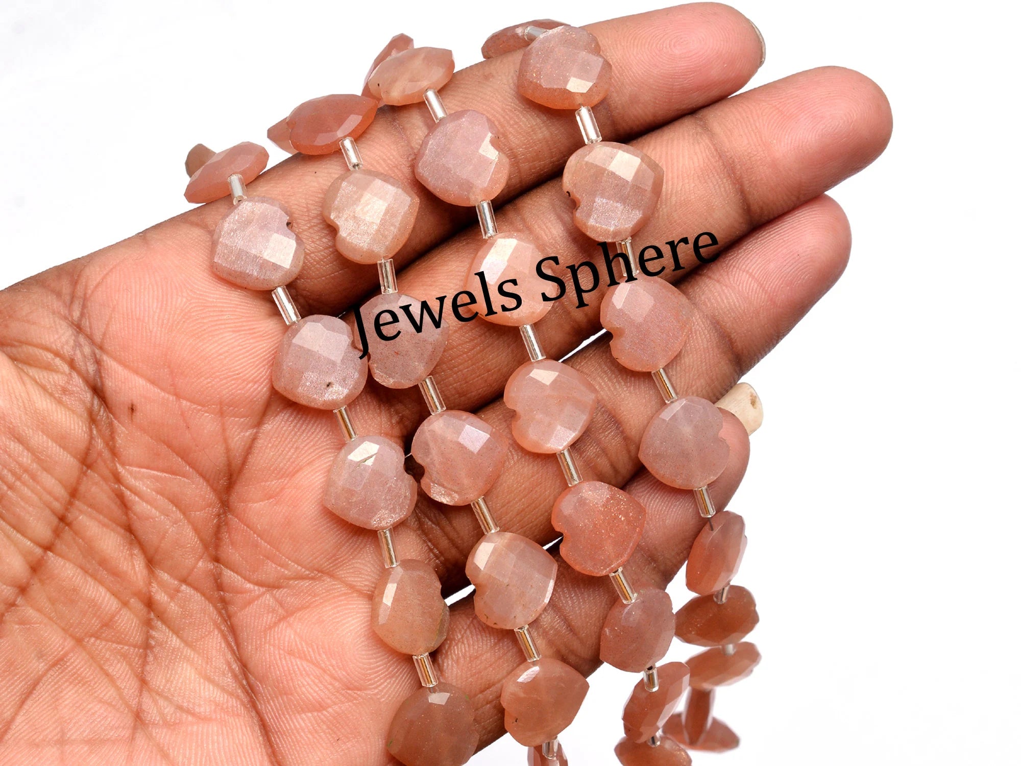 AA Quality 14 Piece Peach Moonstone Heart Shape Briolettes, SKU810