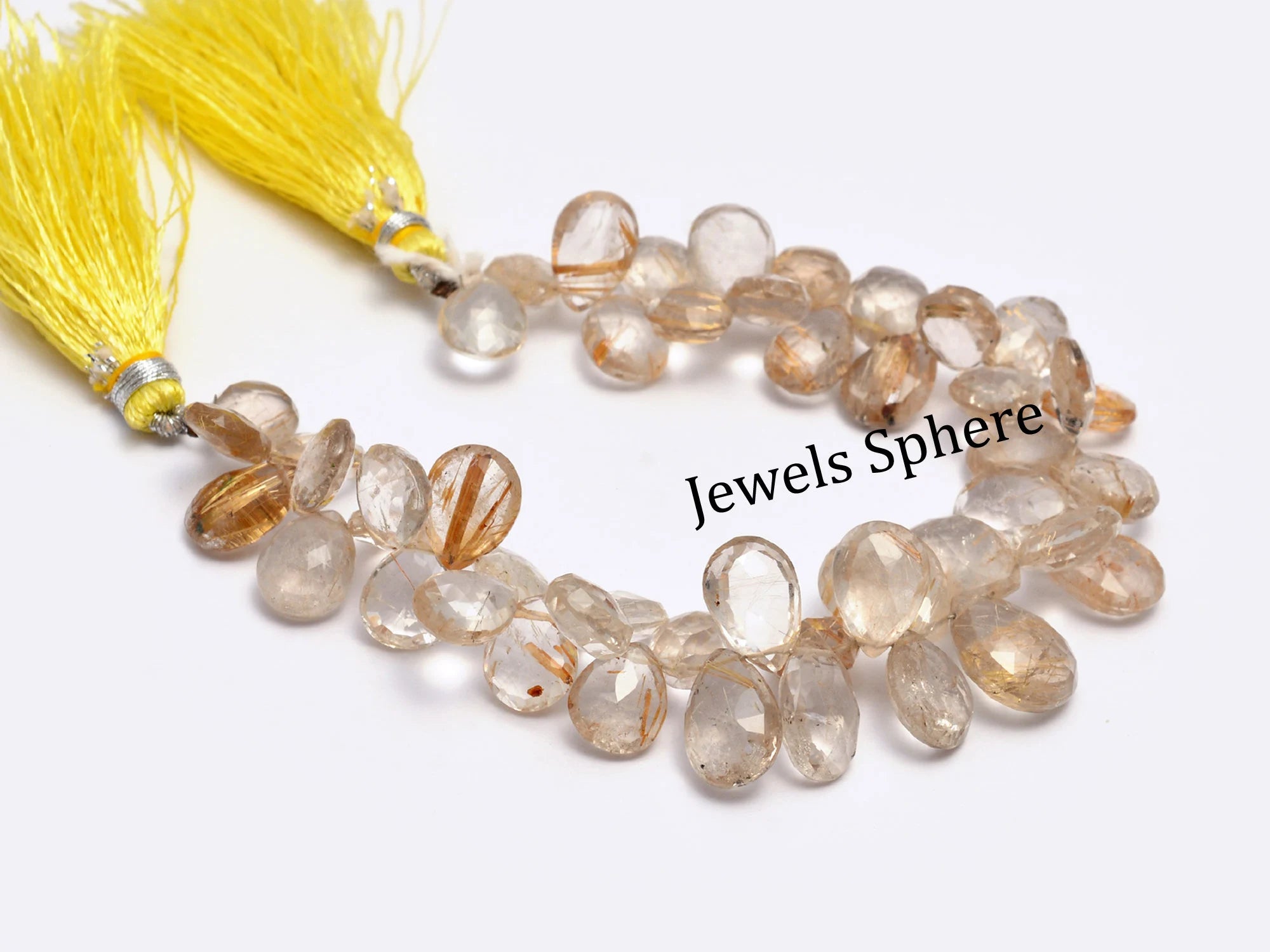Golden Rutile Faceted Pear Beads, Golden Rutile Pear, SKU813