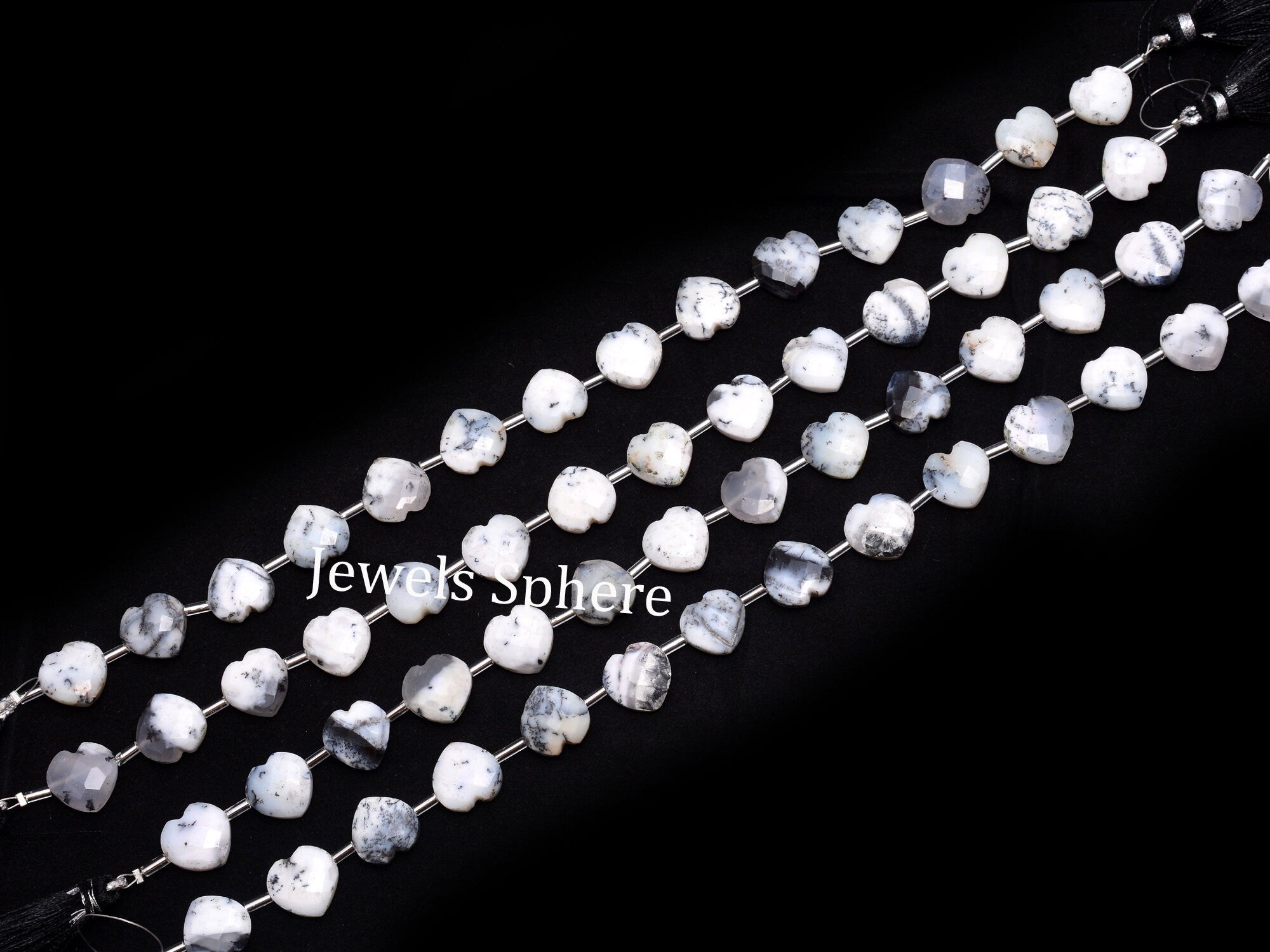 AA Quality 14 Piece Dendrite Opal Faceted Heart Shape Fancy Briolettes, SKU814