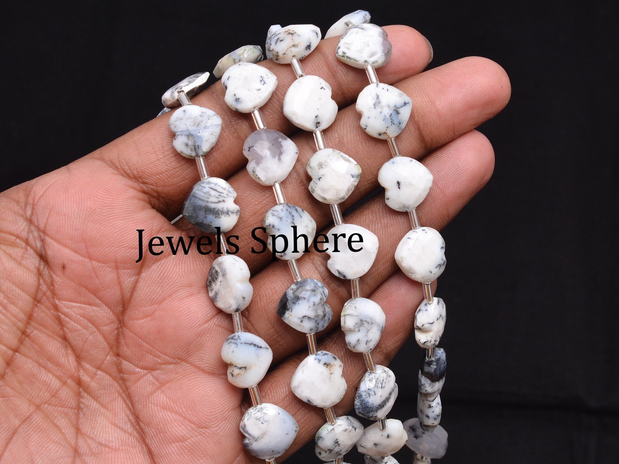 AA Quality 14 Piece Dendrite Opal Faceted Heart Shape Fancy Briolettes, SKU814