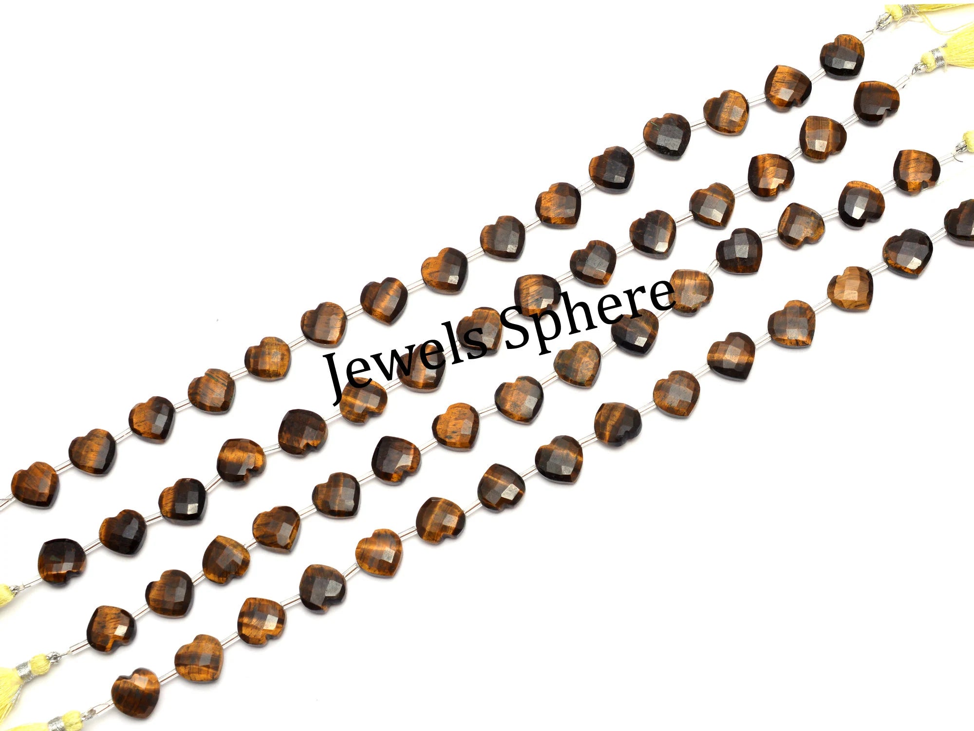AA Quality 13 Piece Tiger Eye Faceted Heart Shape Briolettes, SKU802