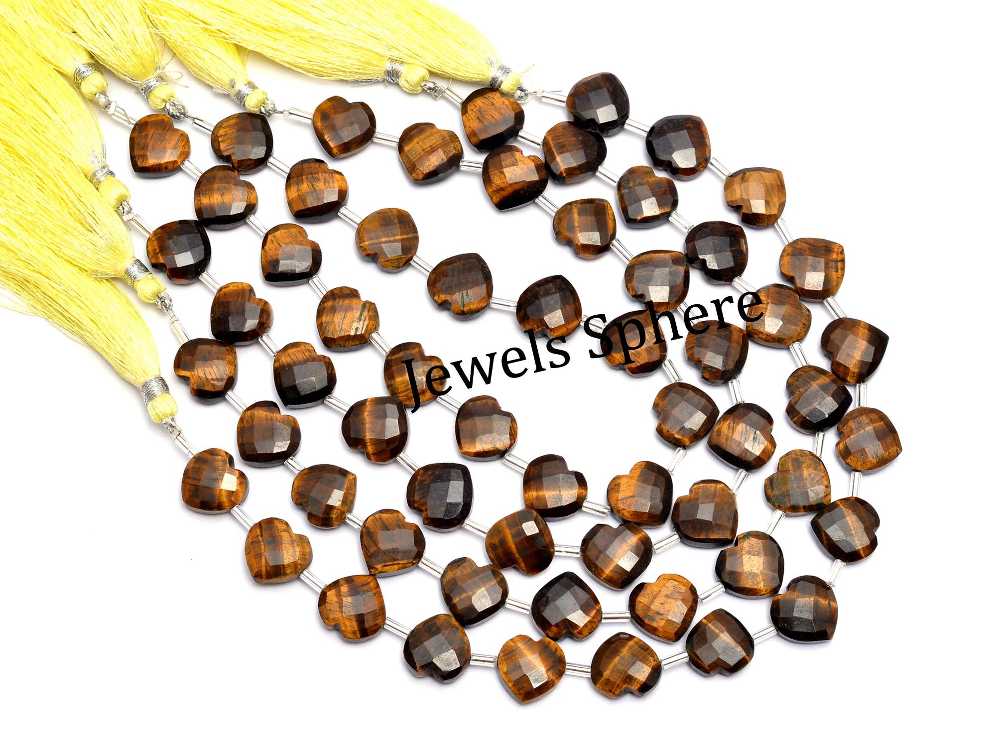AA Quality 13 Piece Tiger Eye Faceted Heart Shape Briolettes, SKU802