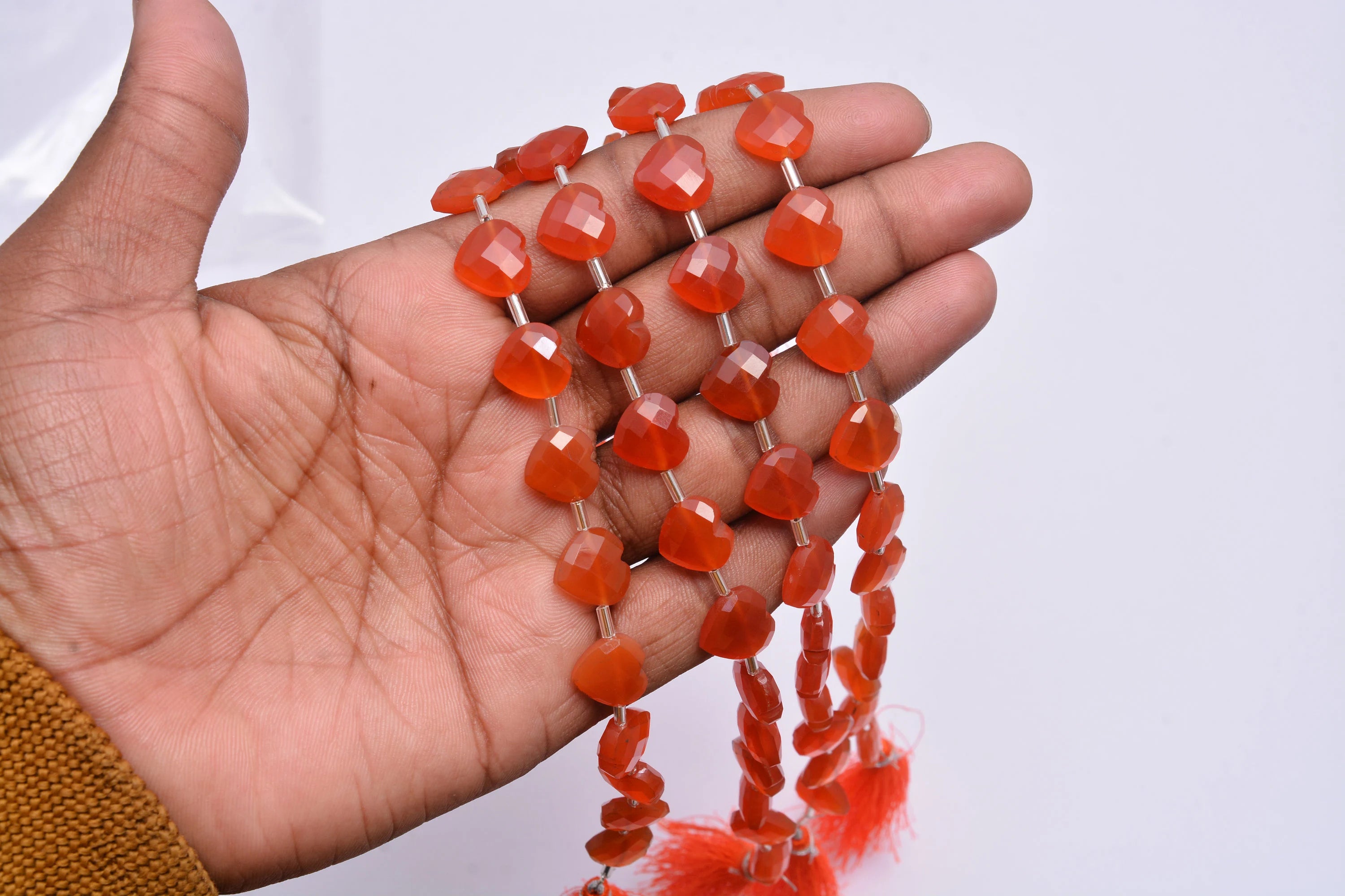 AA Quality 14 Piece Red Onyx Faceted Heart Shape Briolettes, SKU804