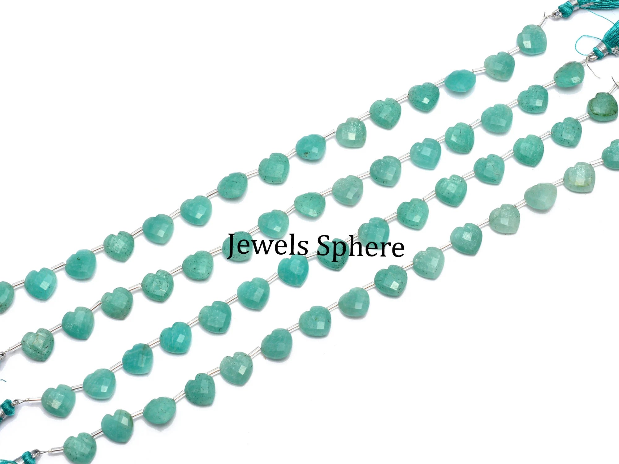 AA Quality 14 Piece Amazonite Faceted Heart Shape Beads Briolettes, SKU807