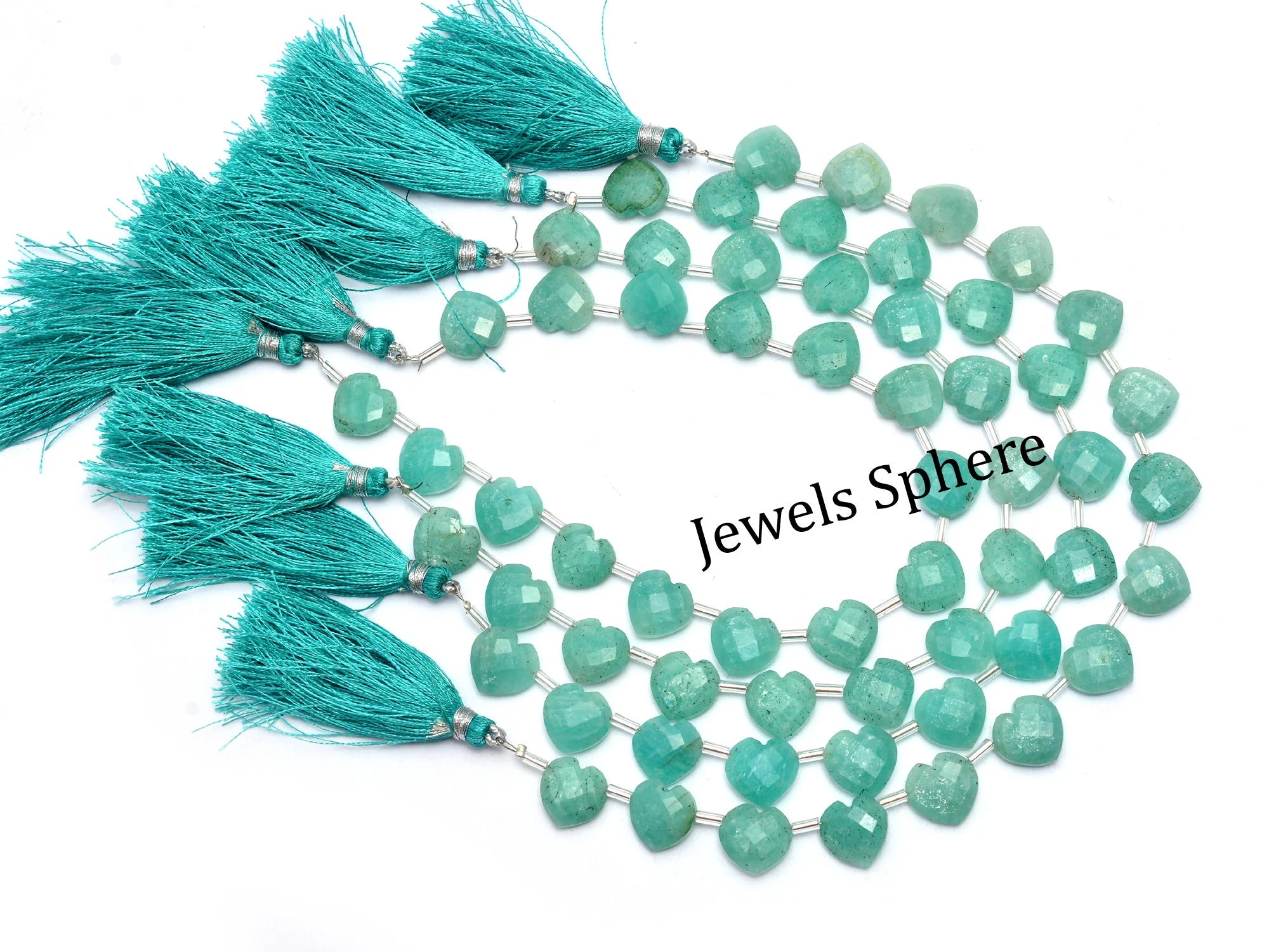 AA Quality 14 Piece Amazonite Faceted Heart Shape Beads Briolettes, SKU807