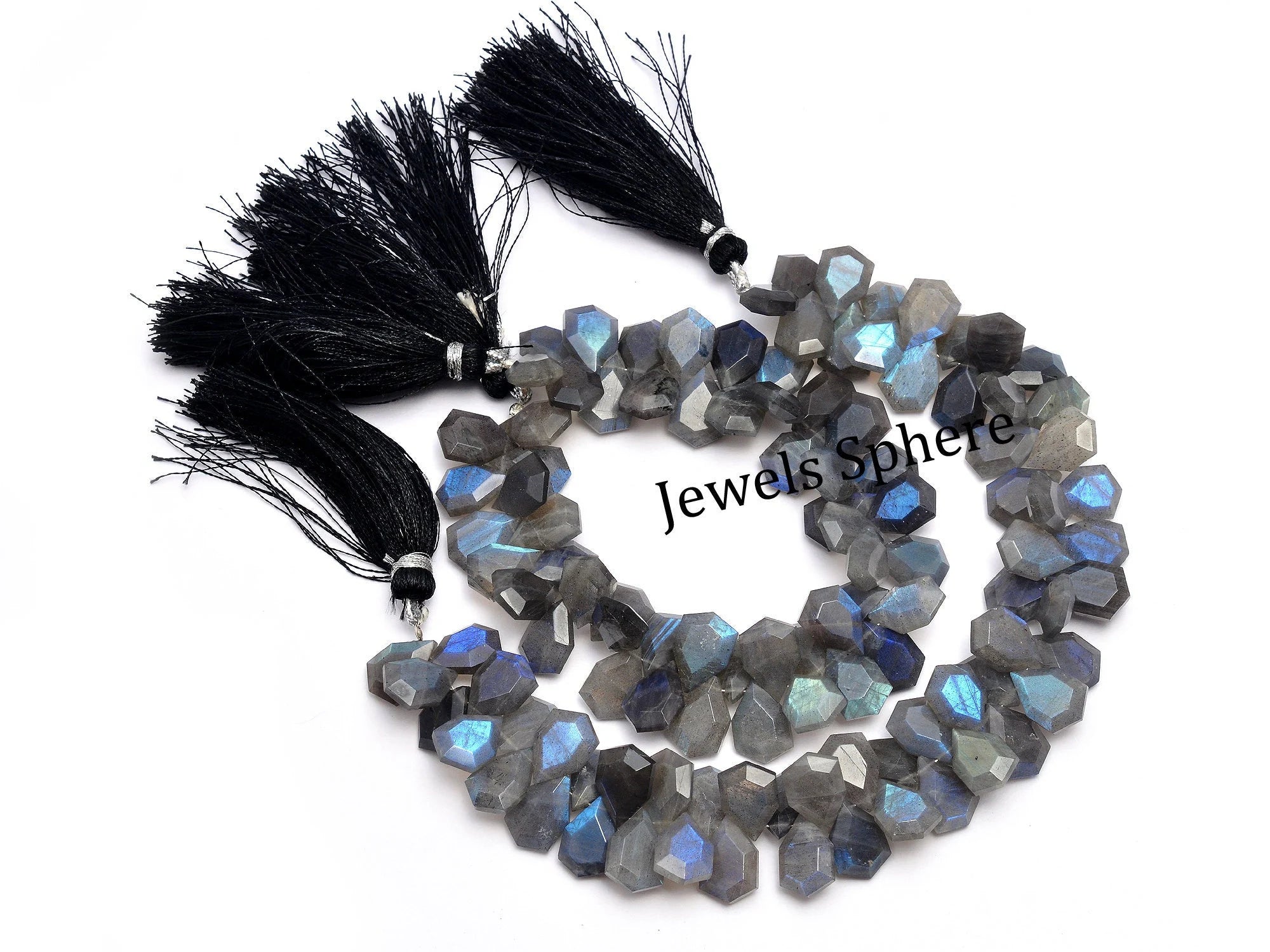 Labradorite Six Corner Faceted Pear Beads, 12x8 mm Labradorite Fancy Pear, SKU811