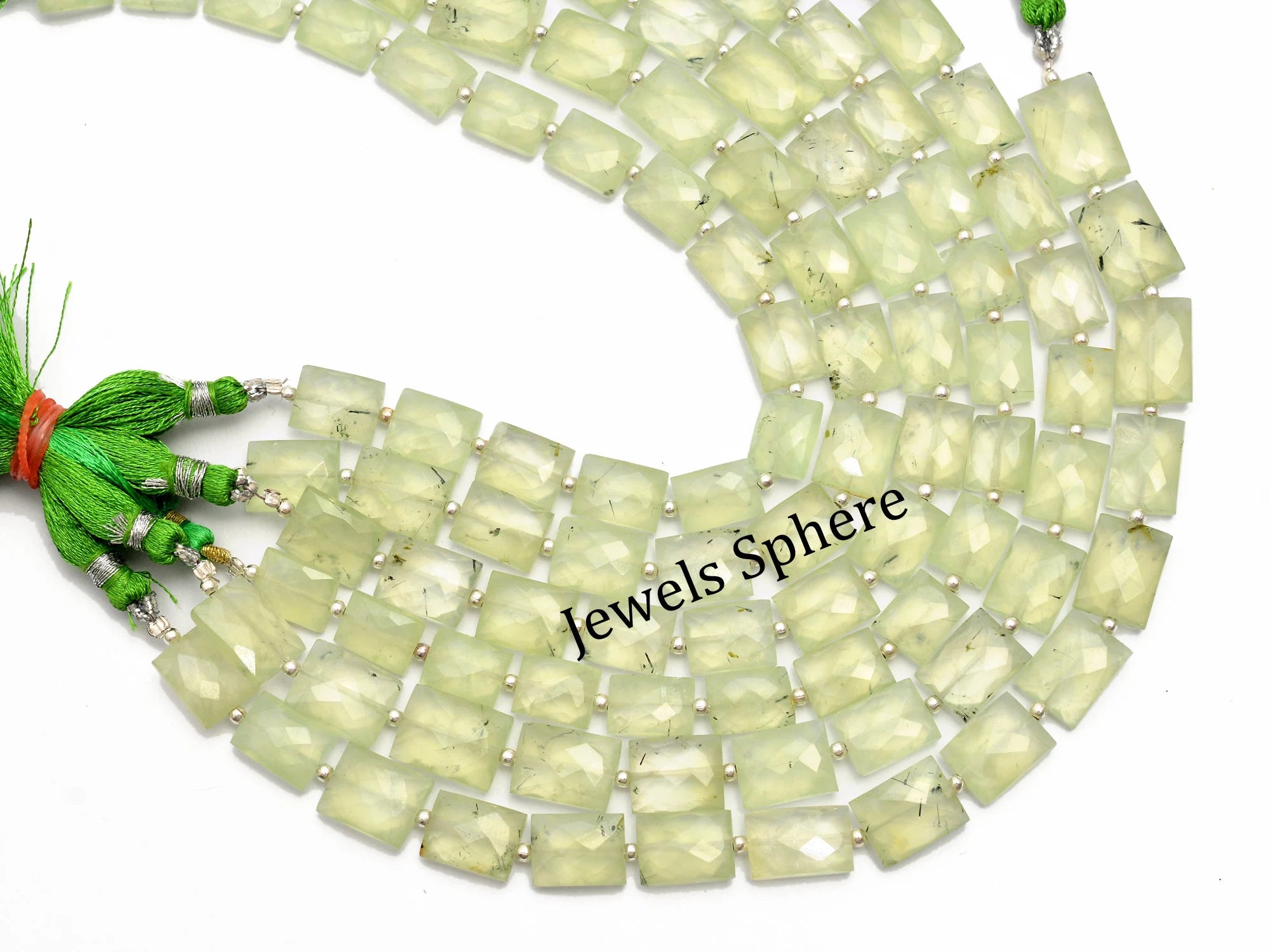 Prehnite Faceted Rectangle Beads, Chewing Gum Beads, SKU789