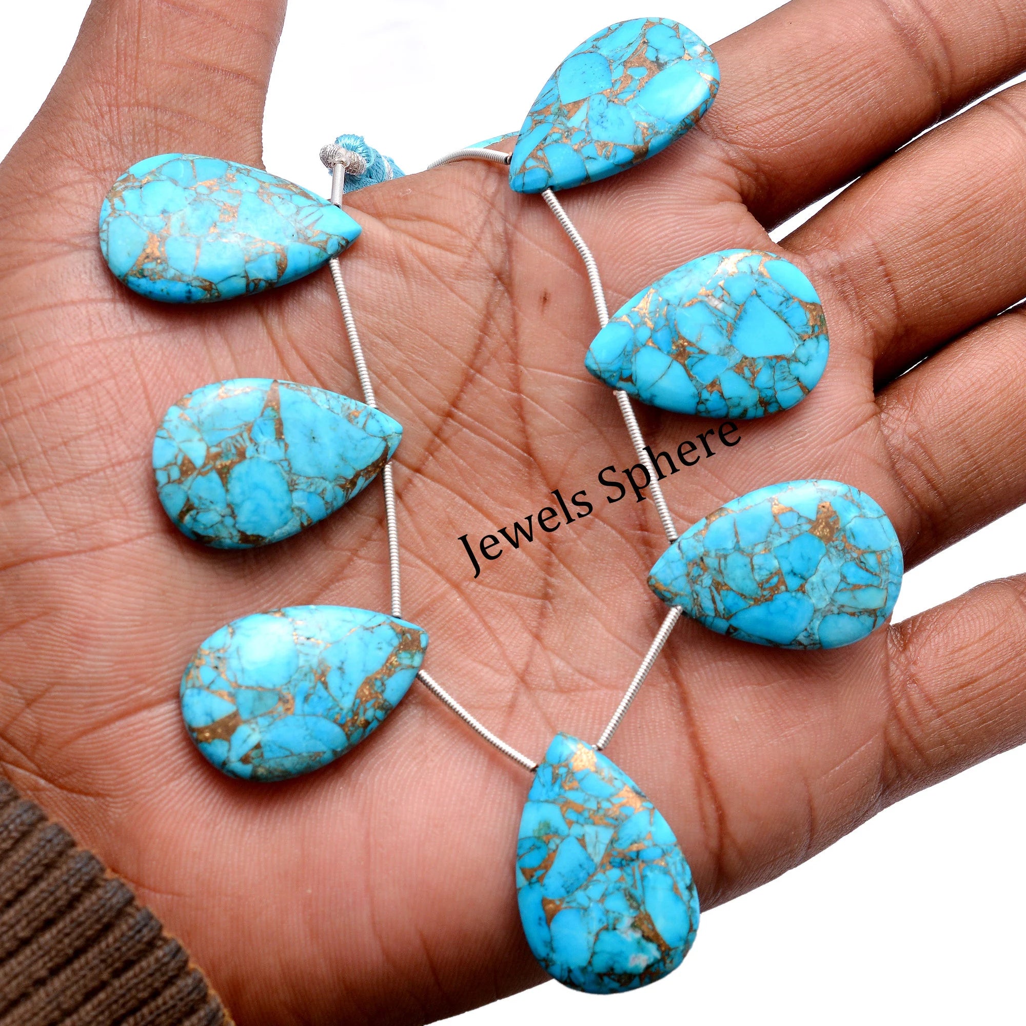 Blue Copper Turquoise Smooth Pear Beads, 17.7x27.8 mm, SKU757
